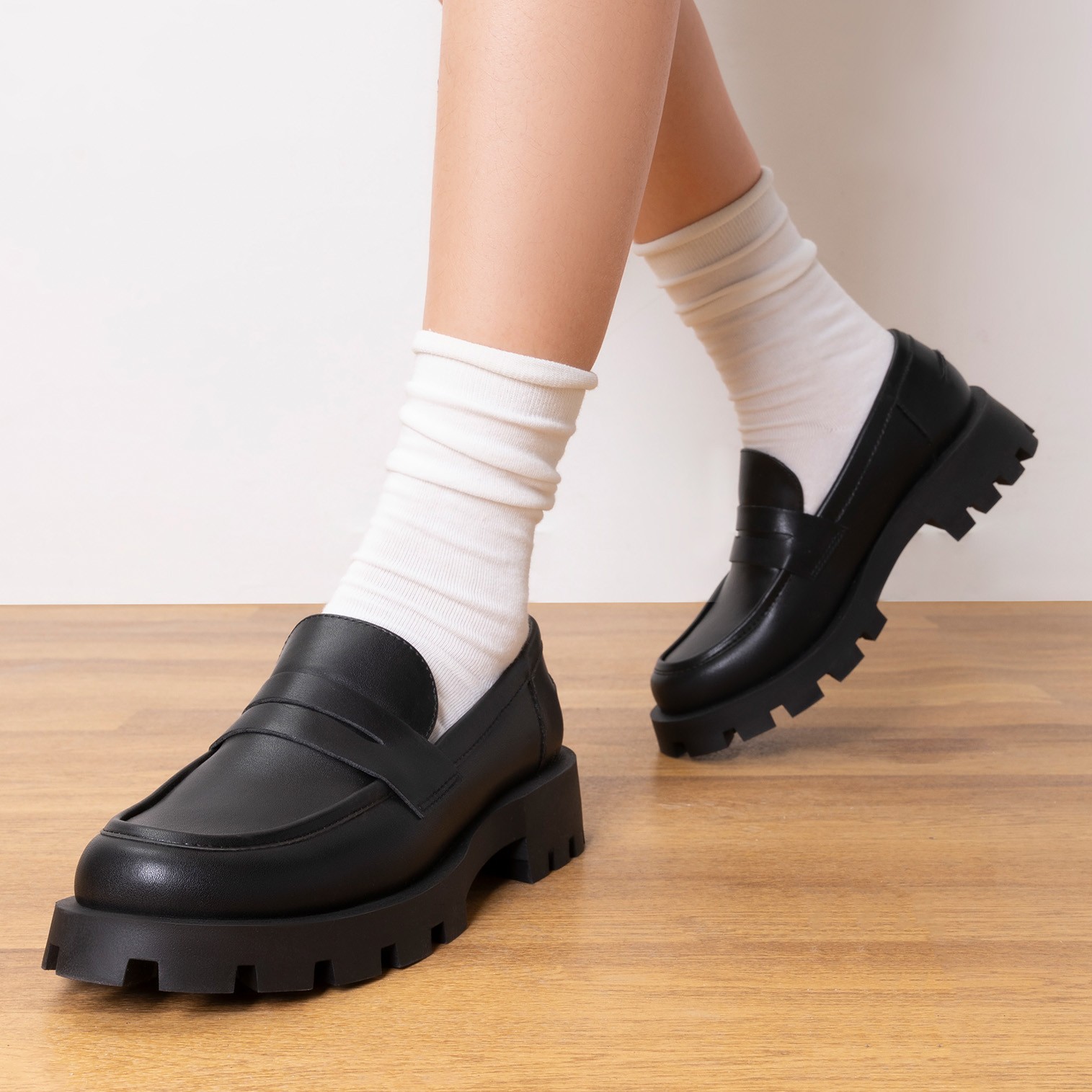 Women Platform Chunky Heel Penny Loafers Office Work Comfort Loafer Shoes