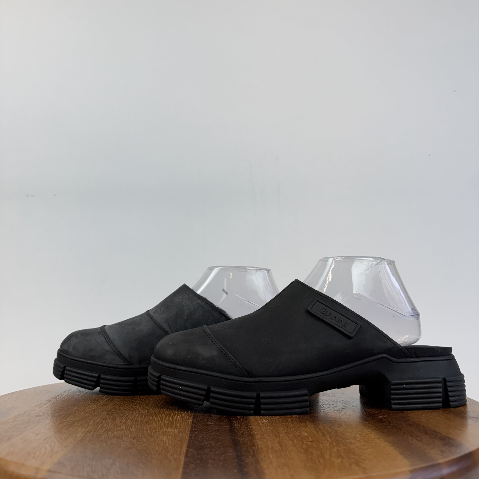 New Womens Ganni Recycled Rubber Blend City Black Platform Mules Size EU 40 NWOB