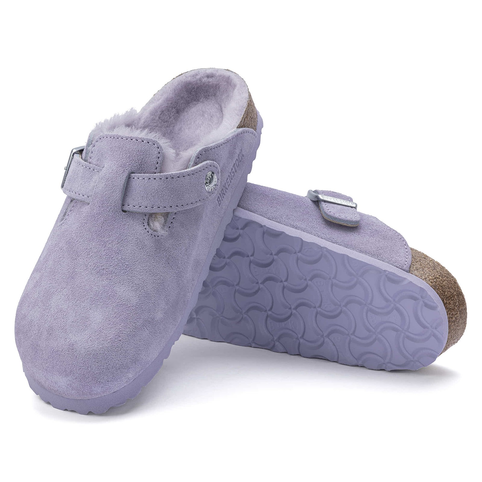 Birkenstock Boston Vl Shearling Women’s Purple Fog Clogs NW/OB 7N (38 EU)