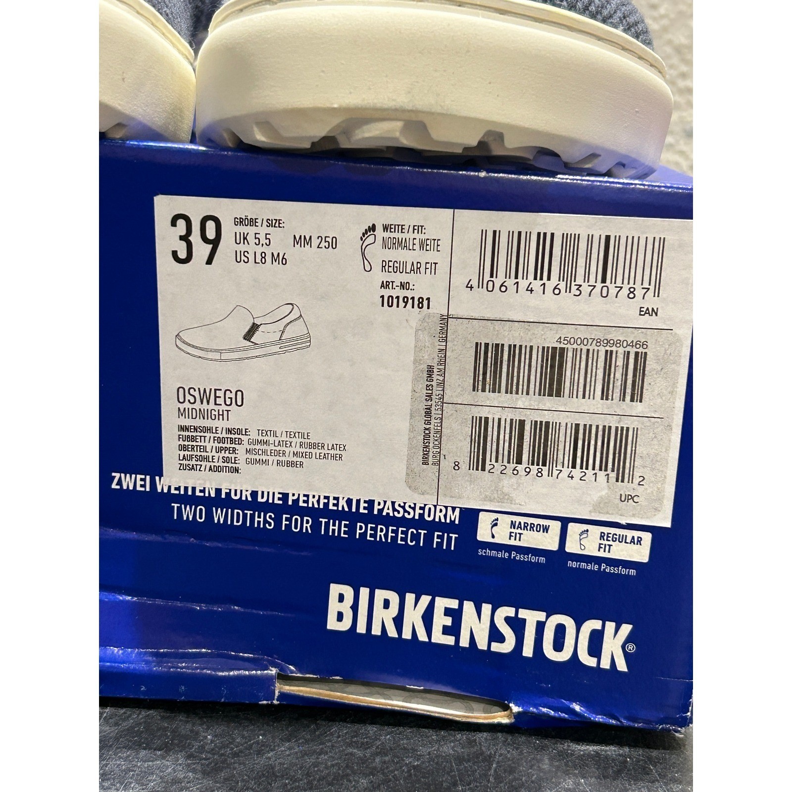 Birkenstock Oswego Slip On Shoes Womens 8 Midnight Blue Suede Textile New