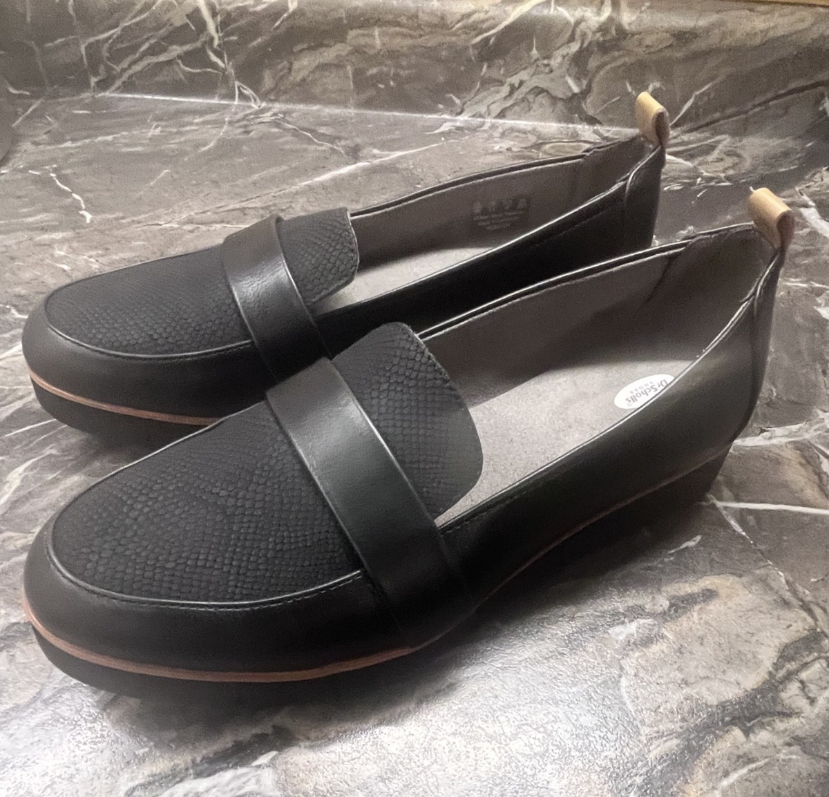 Dr Scholls Loafers Women’s 9 W Black Faux Leather Slip On Comfort Webster Shoe