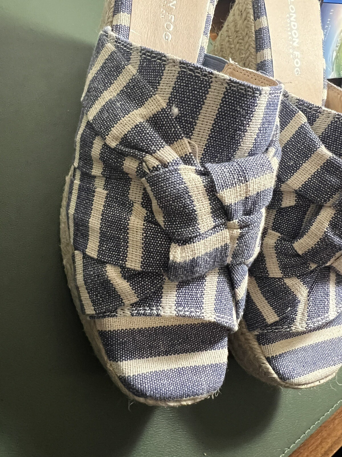 LONDON FOG Womens Heidi Espadrille Wedge Sandals w/ Knotty Bow Detail Size 9.5M