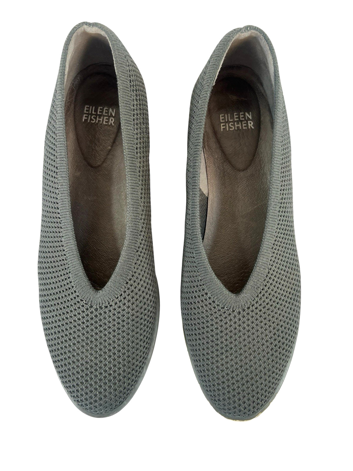 Eileen Fisher Heaven Shoes Women Sz 8 Charcoal Gray Knit Comfort Wedge Loafers