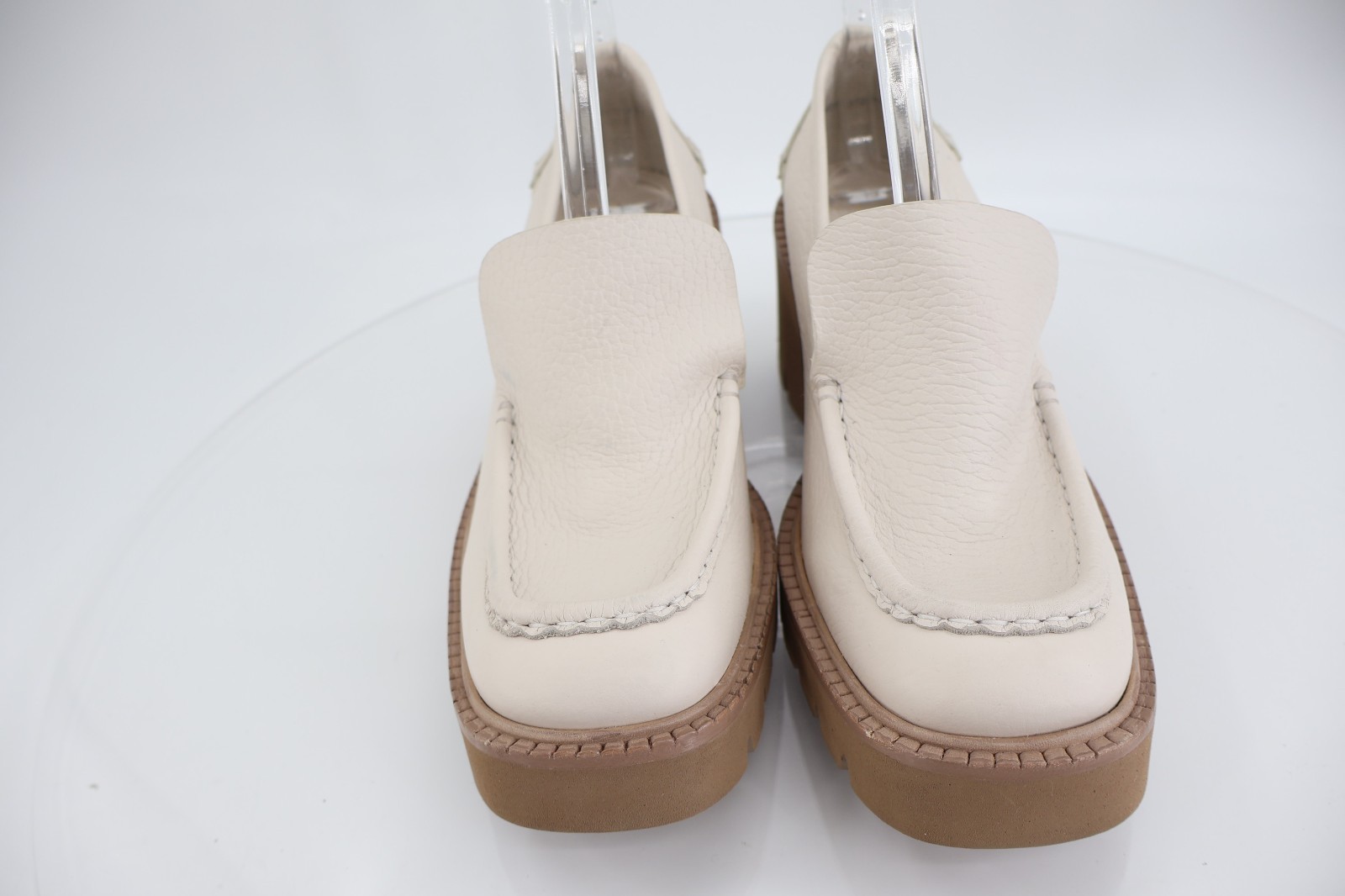 Pedro Garcia Zavanna Women 41 Cream Leather Loafer Platform Lug Sole Heels