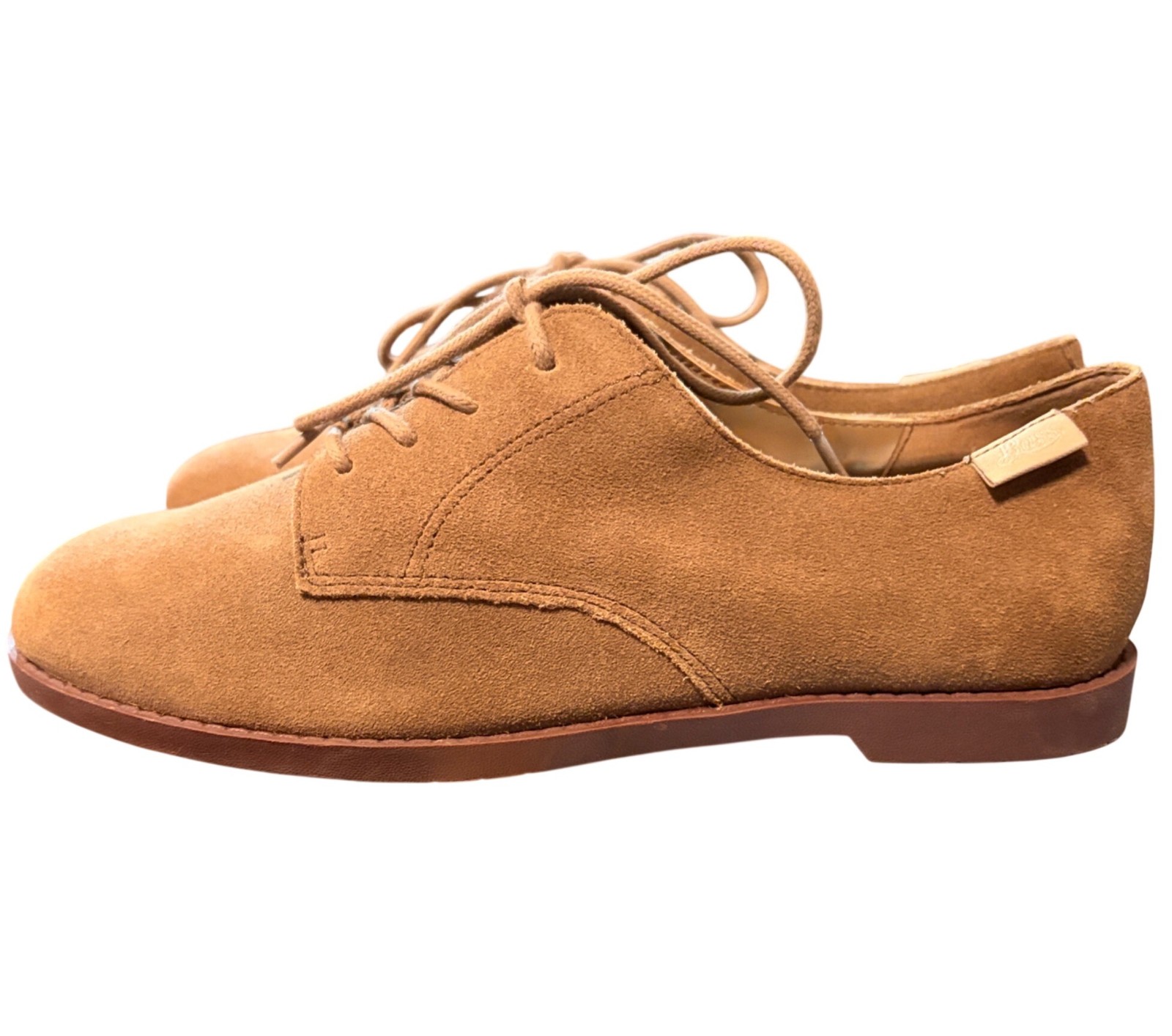 Bass Emmie II Women’s Lace-Up Oxford Shoes 8.5M Tan Suede Leather Upper Preppy