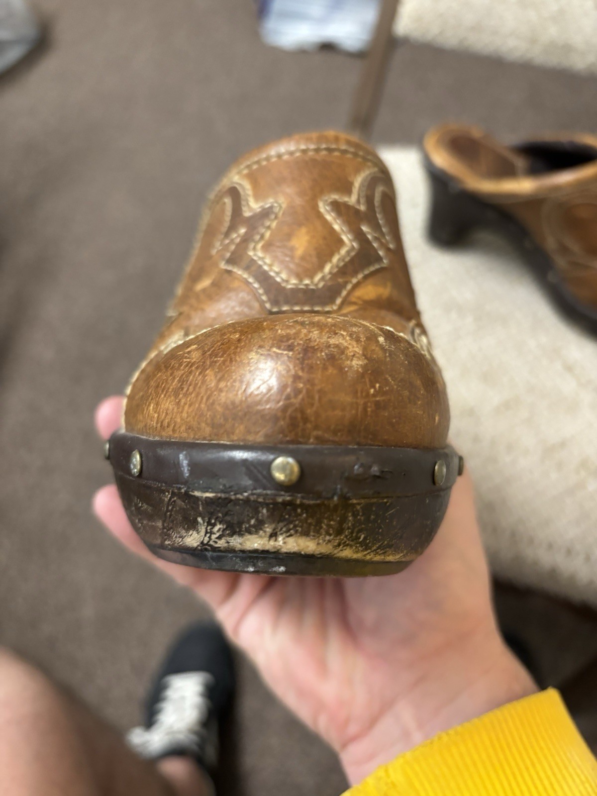 Sonora Western Clogs Brown Leather Mule Cowboy Vintage Bohemian Shoes 7.5 M