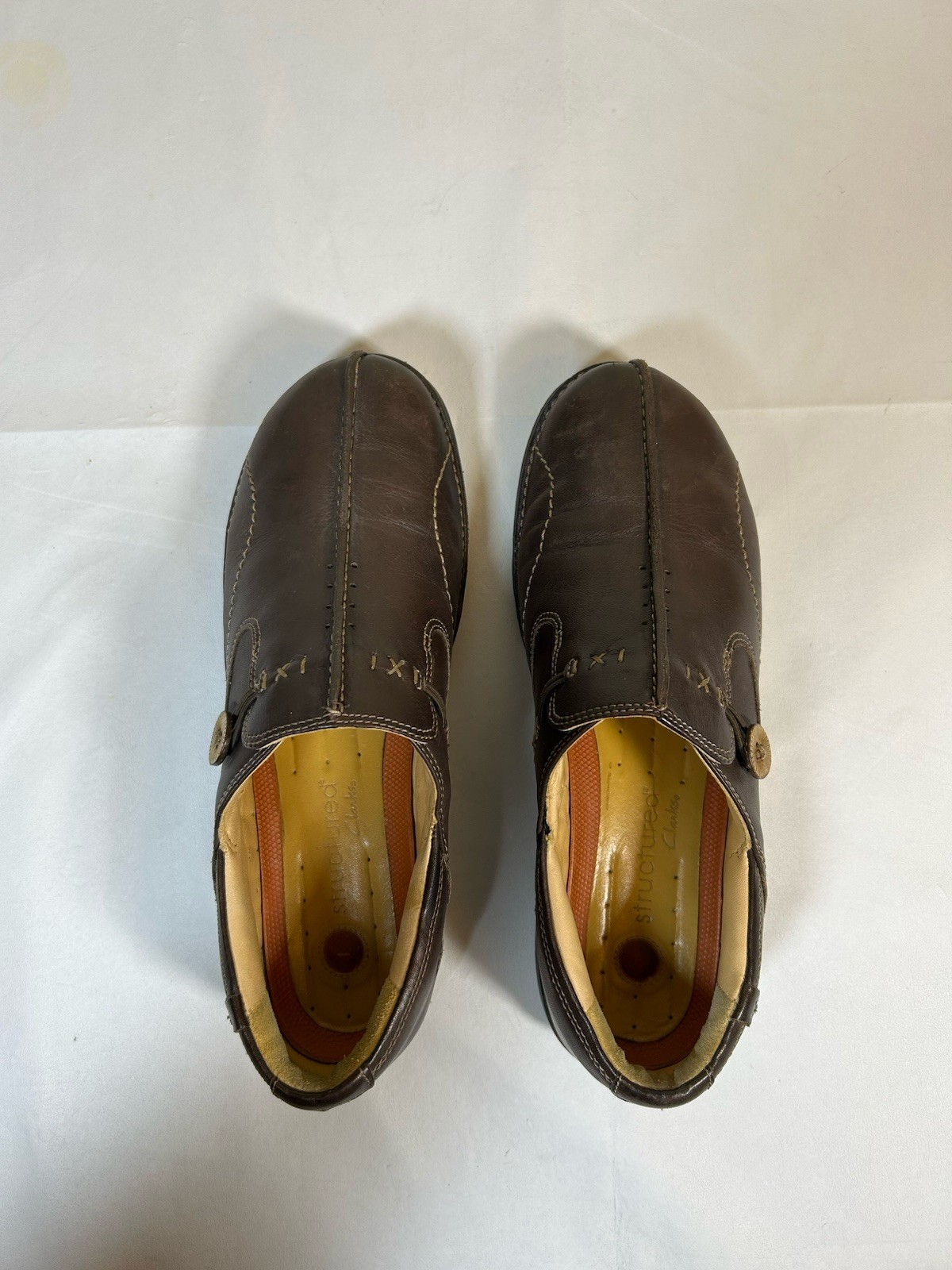 Clarks Unstructured Loafers Women’s Size 10 M Slip On Comfort Brown Leather