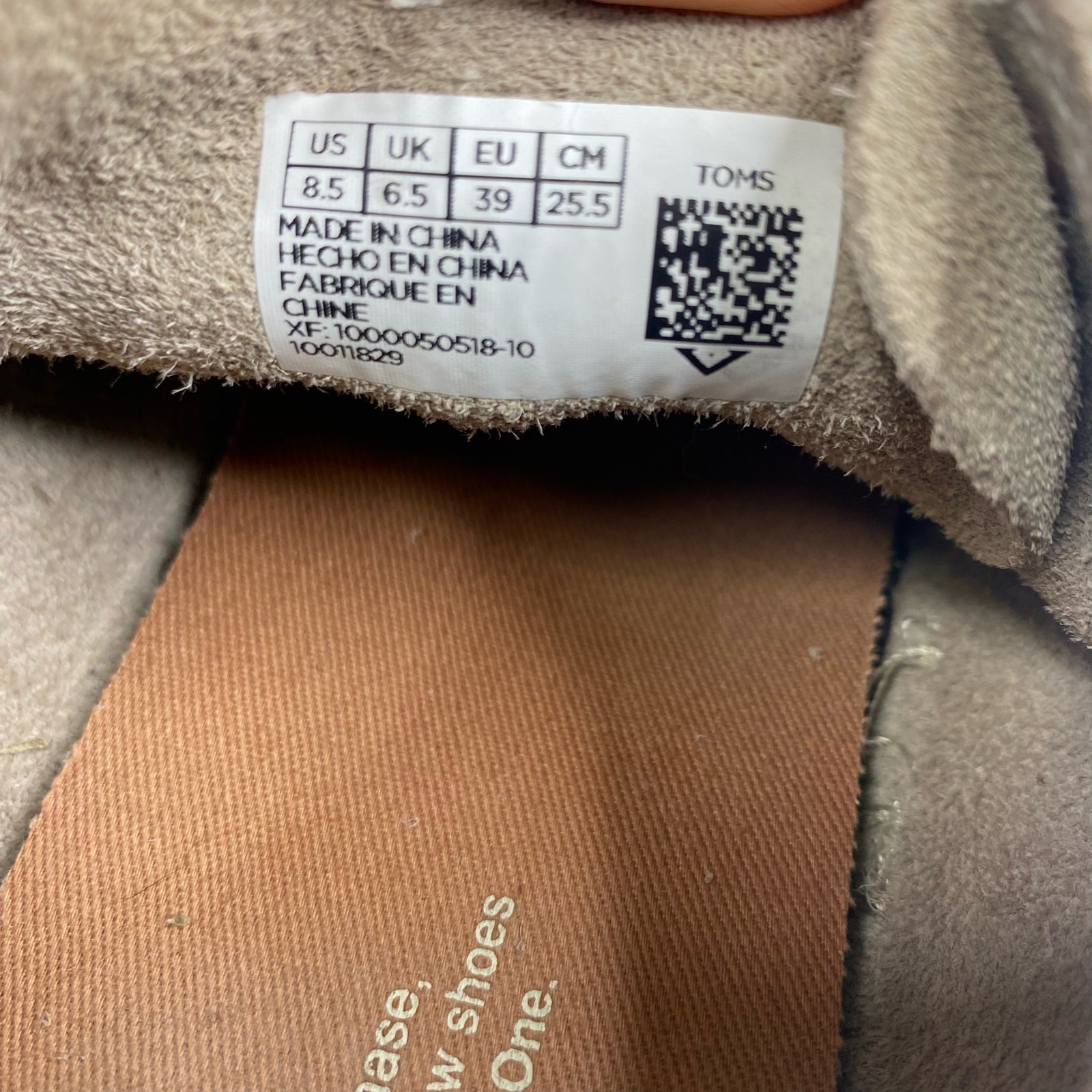 TOMS Lena Desert Taupe/Beige Suede Leather Espadrille Lace Up Womens 8.5 Shoes