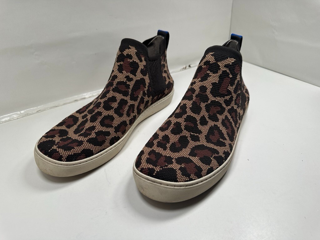 Rothy’s Womens 12.5 Chelsea Wildcat Cheetah Animal Print High Top Sneakers