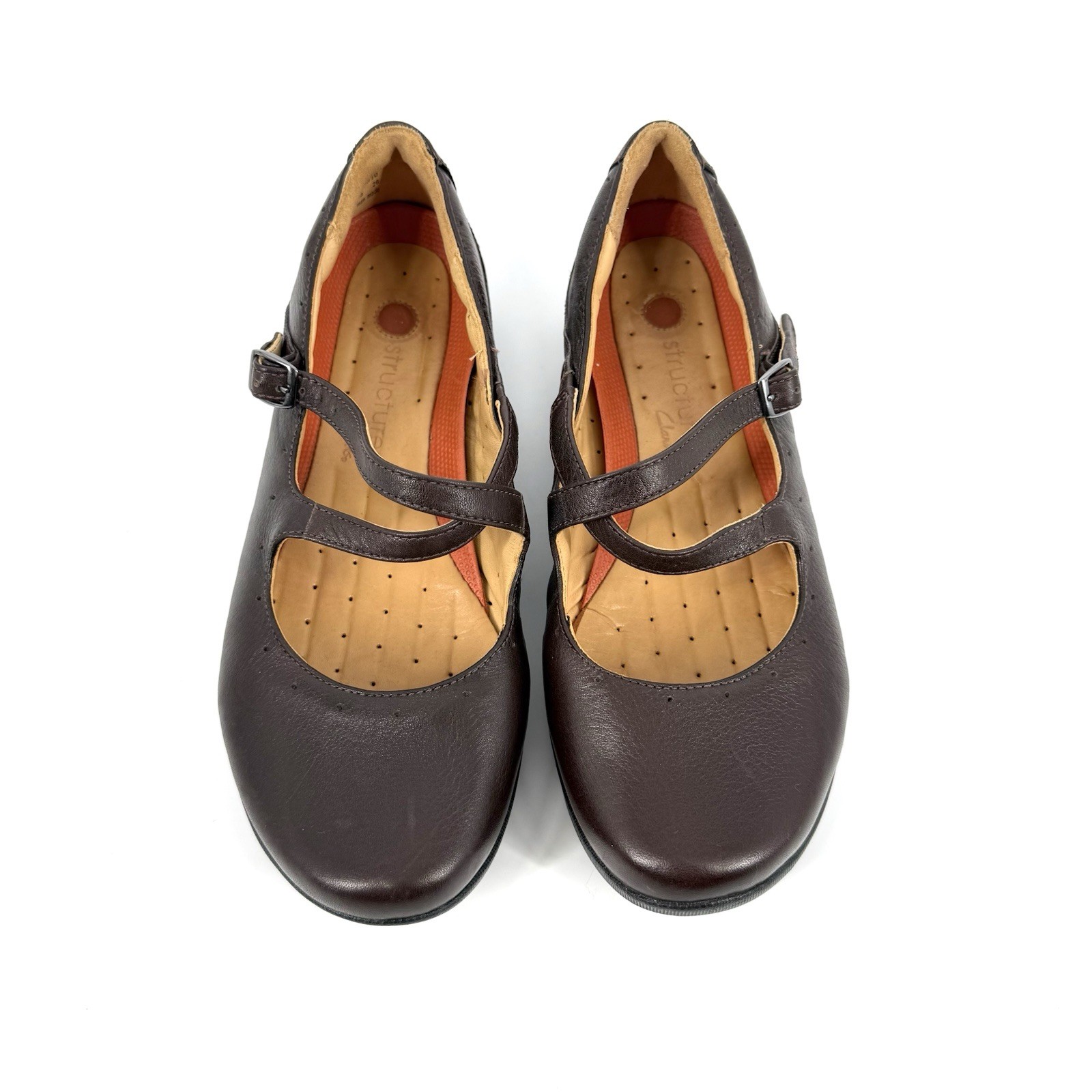 Clarks Unstructured Mary Jane Shoes Womens Size 8W Brown Leather Cross Strap