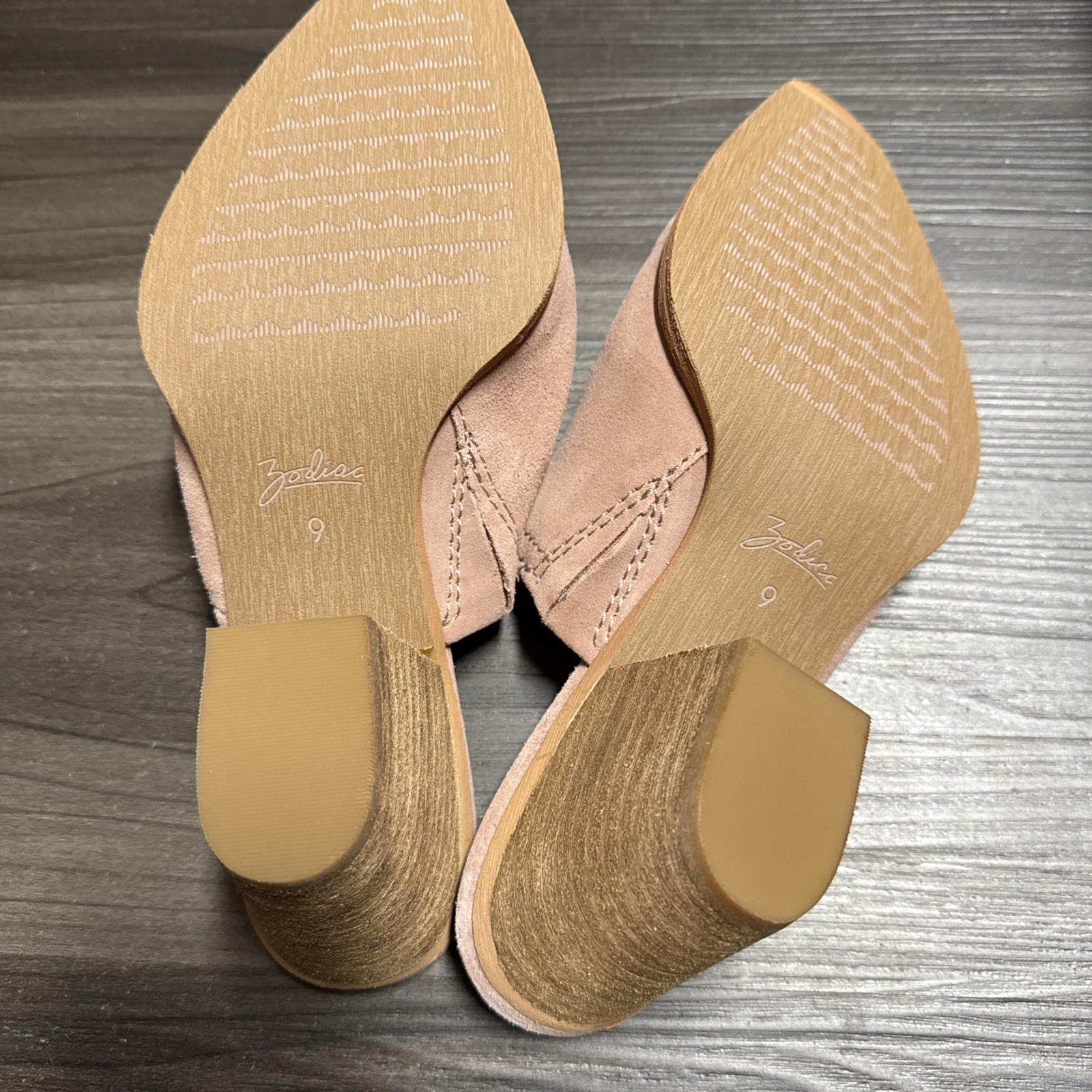 Zodiac Suede Leather ADA Slip-on Open Back Mules Pink Shoe Size 9 Cowboy Western