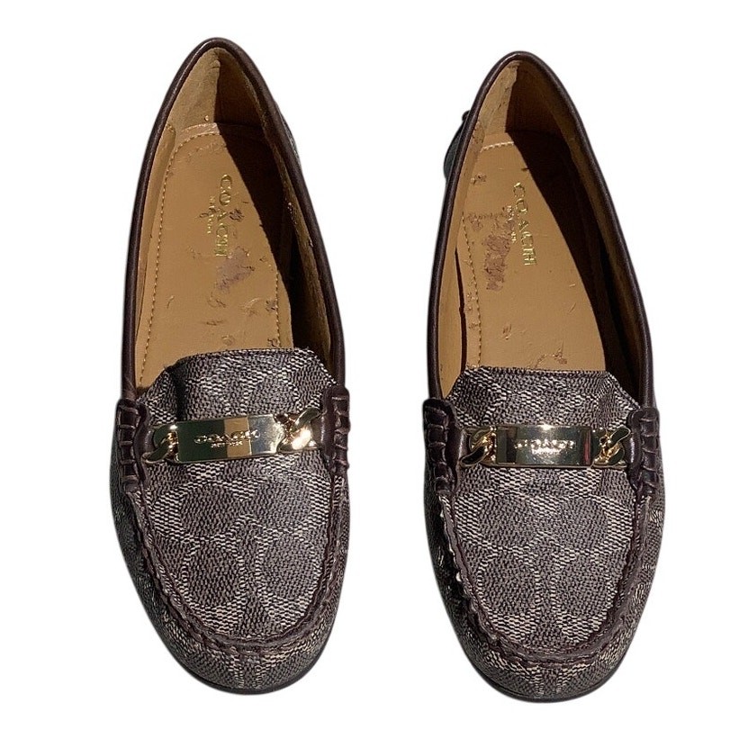 Coach Brown Olive Signature Monogram Loafers Women’s 5.5 — Preppy, Y2K, Designer