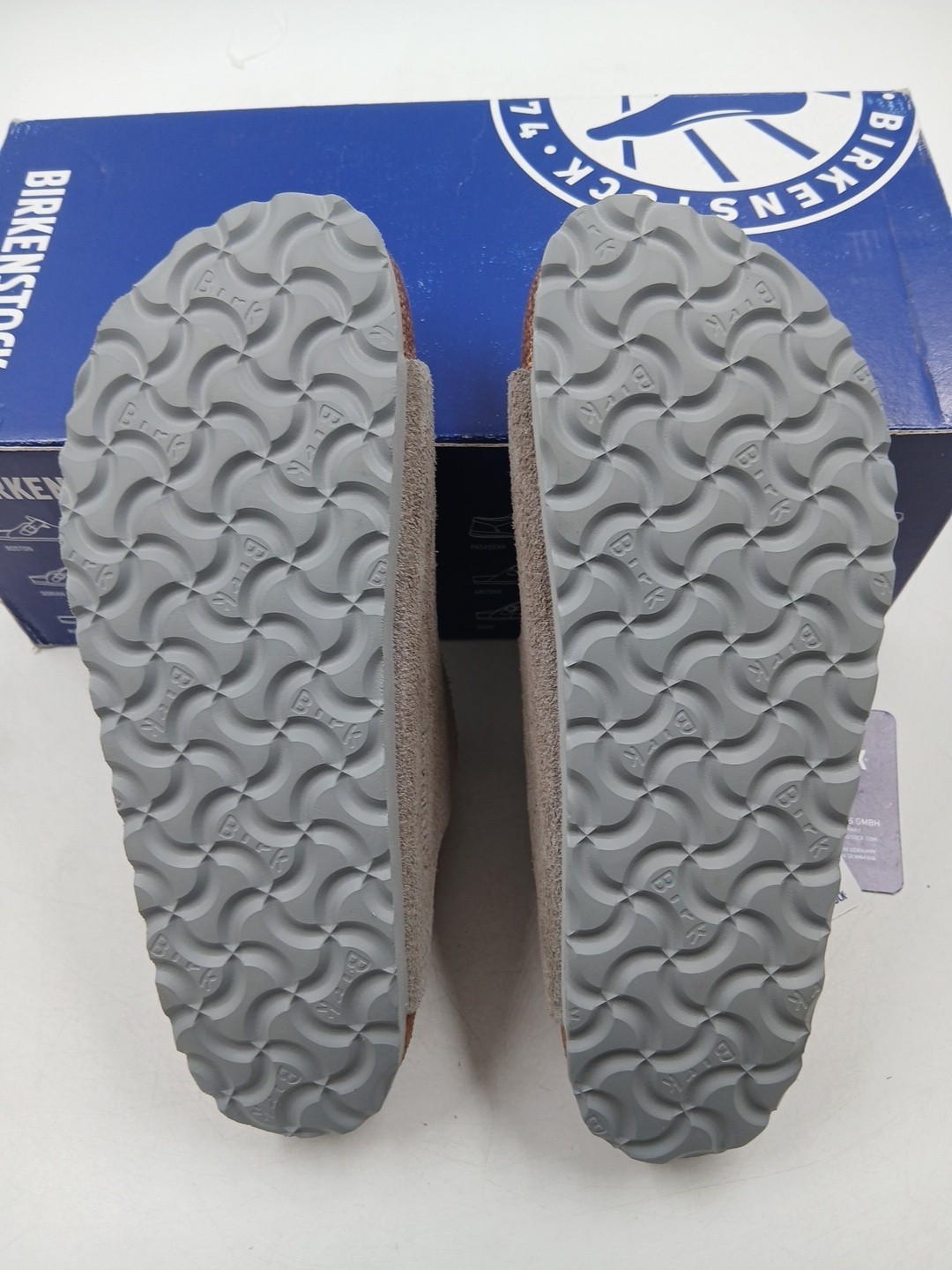 Size 36 BIRKENSTOCK Arizona Soft Footbed Suede Leather Clogs Stone Coin (K2-A5)
