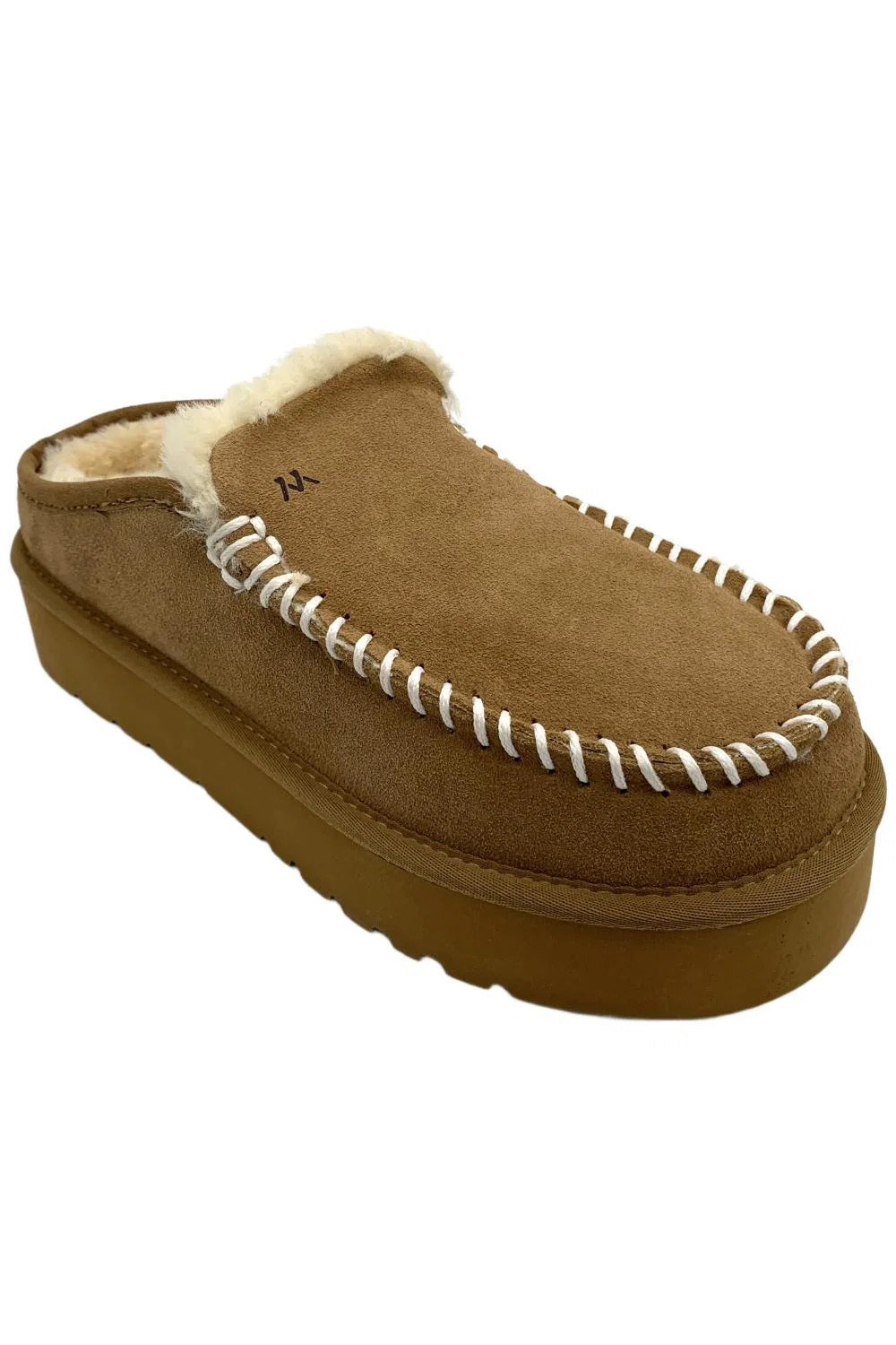 Mykos Women’s Cassie Suede Slip-On Platform Mules Chestnut