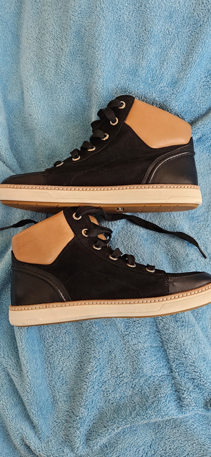 Sperry Gold Cup Women’s High-Top Leather Lace-Up Sneakers Black/Tan 8