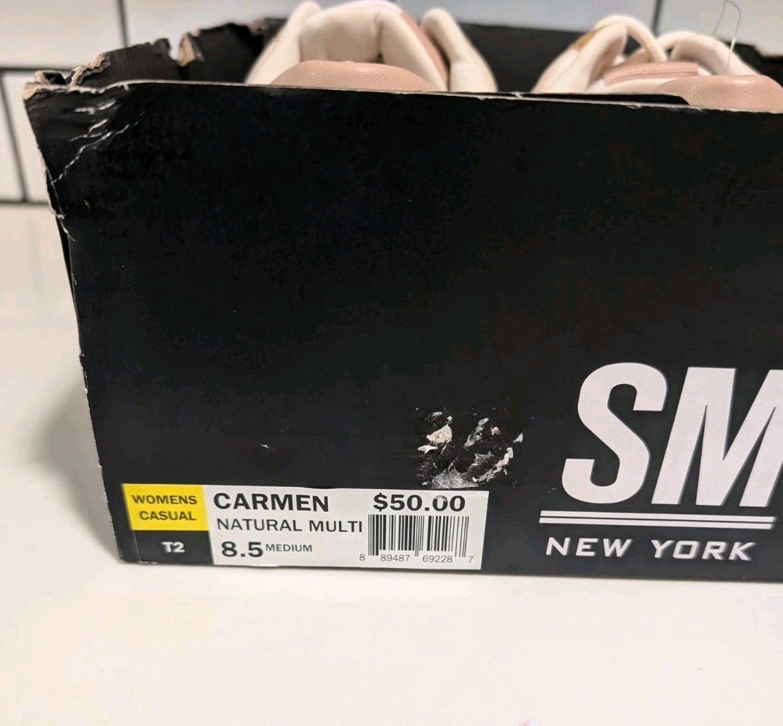 SM New York Woman`s 8.5 Carmen Natural Platform Sneaker Lace Up Shoes Casual NEW