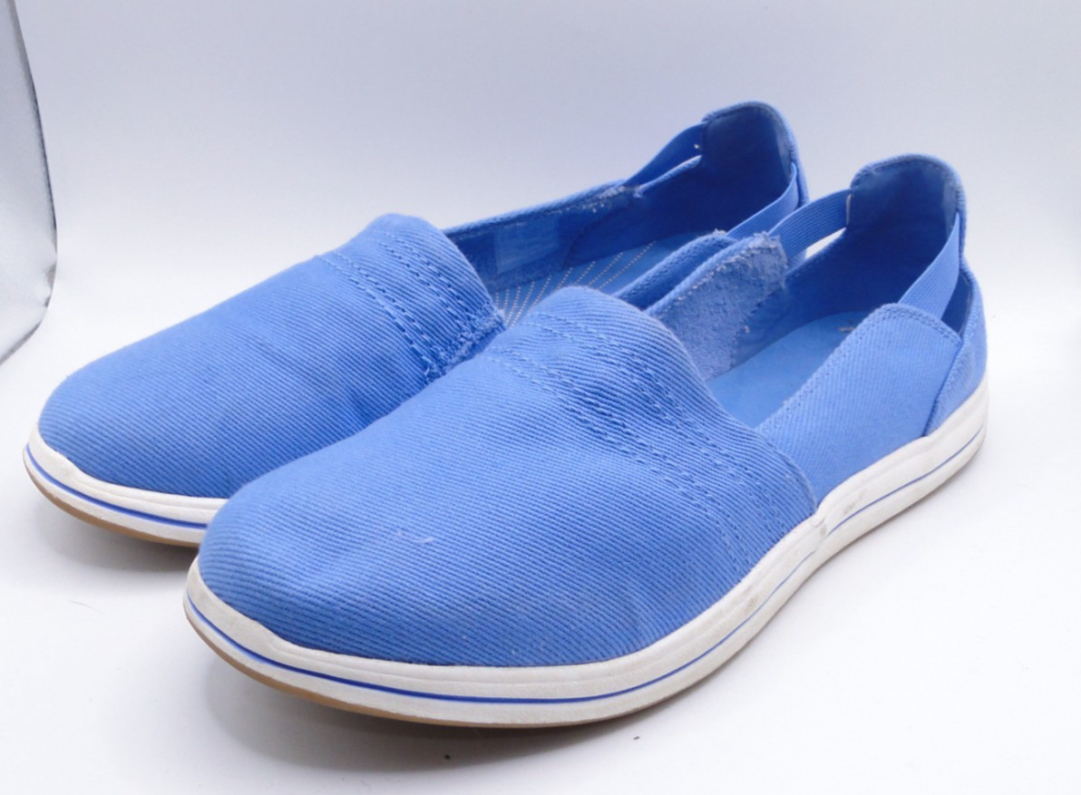 Clarks Shoes Women’s 8.5 W Breeze Step Cloudsteppers Canvas Slip On Light Blue