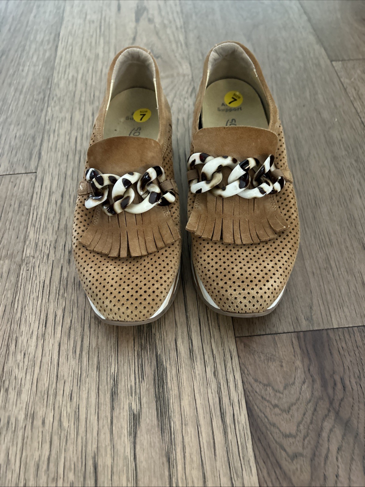 Softwaves Cadie Wedge Sneakers Tan Loafers Platform Suede Size 37.5 Women’s 7