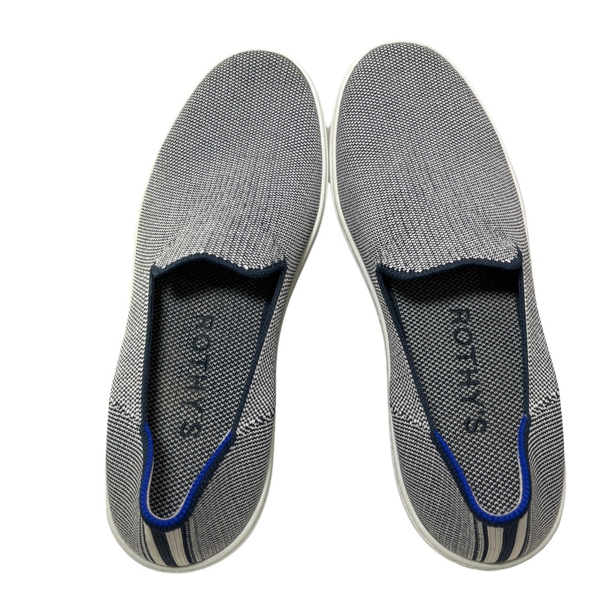 Rothy’s City Slip On Knit Sneakers Navy White Knit Washable Sustainable Size 8