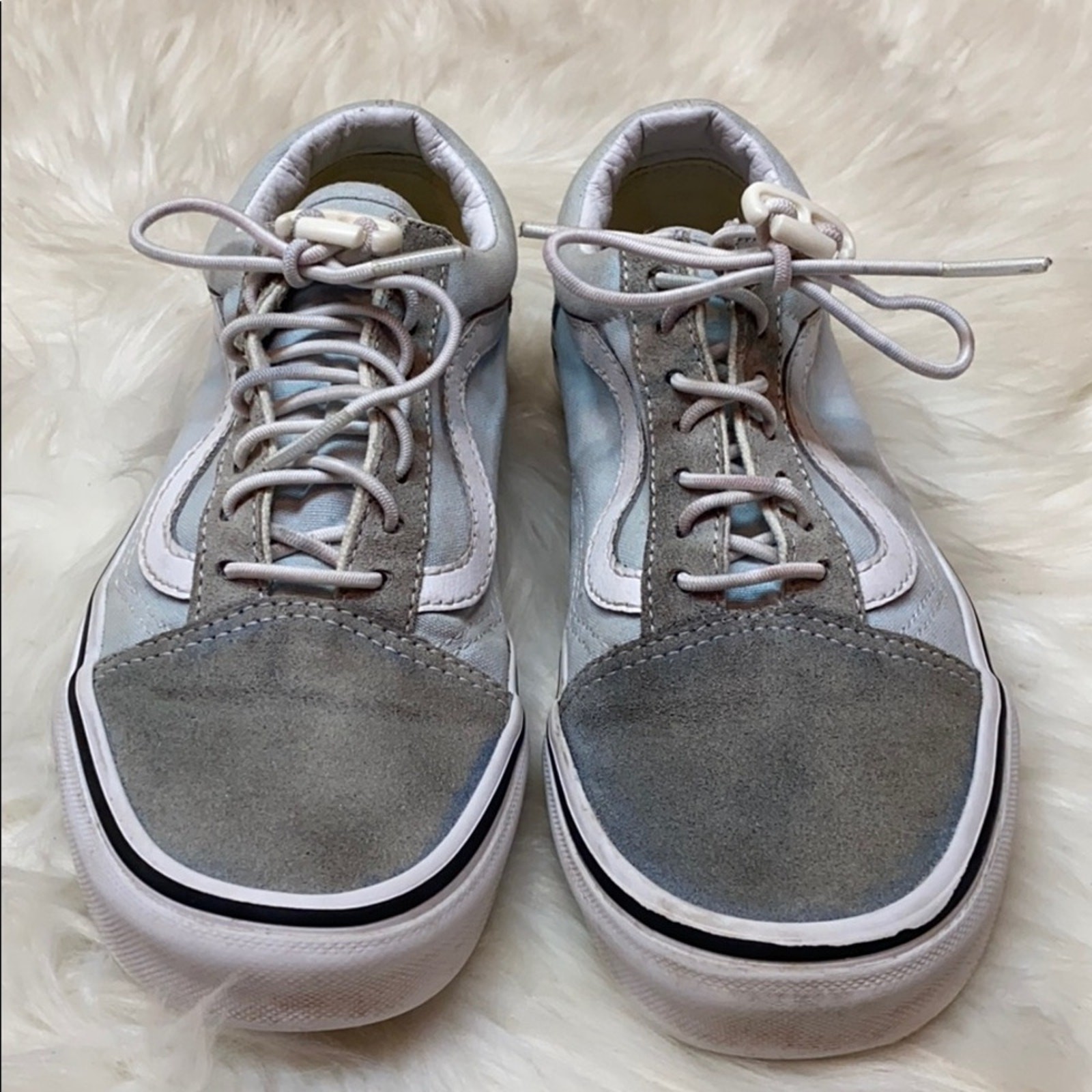 Vans Light Blue Suede Canvas Skate Shoes M5 W6.5