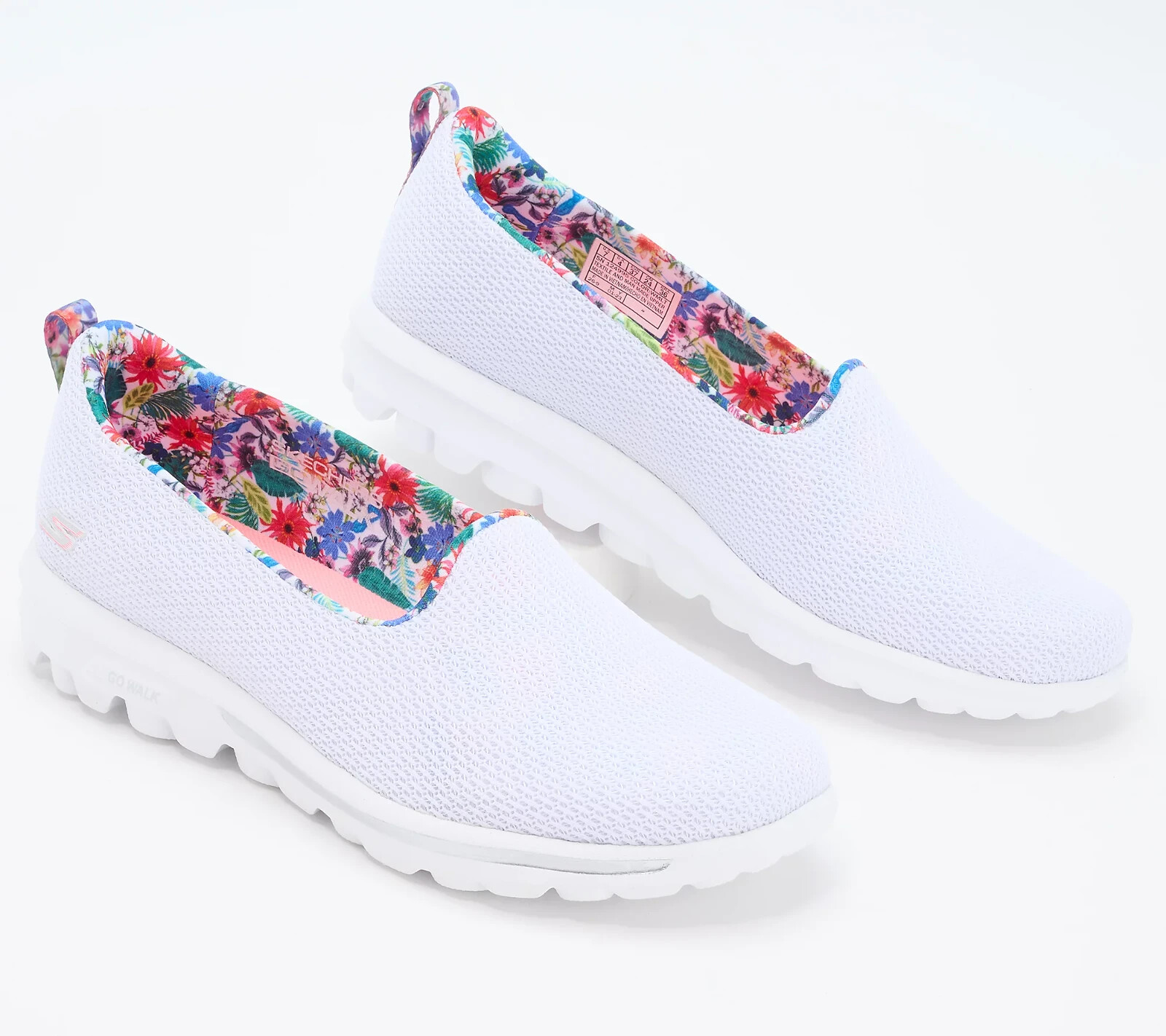 Skechers Slip-Ons Women Size 9 White Multi GOWalk Classic Vegan Washable –336–