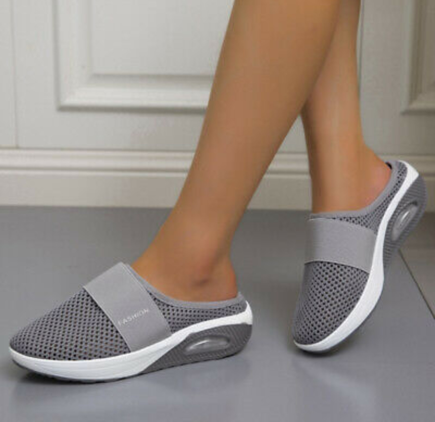 Womans New Air Cushion Slip-On Mesh Breathable Stretch Fashion Walking Shoes 7.5