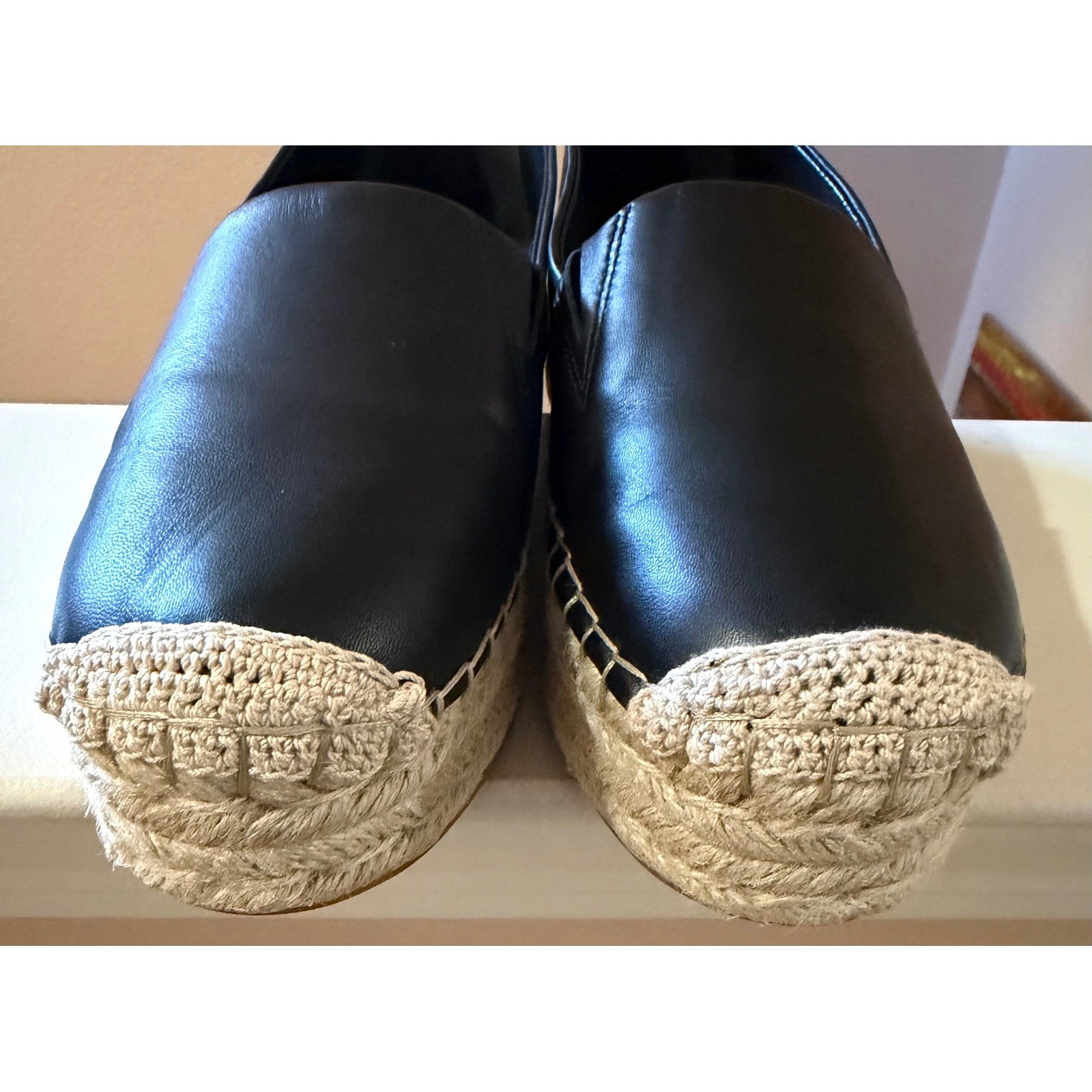 Michael Kors Black Leather Platform Chic Minimalist Espadrille Luxury Women’s 9