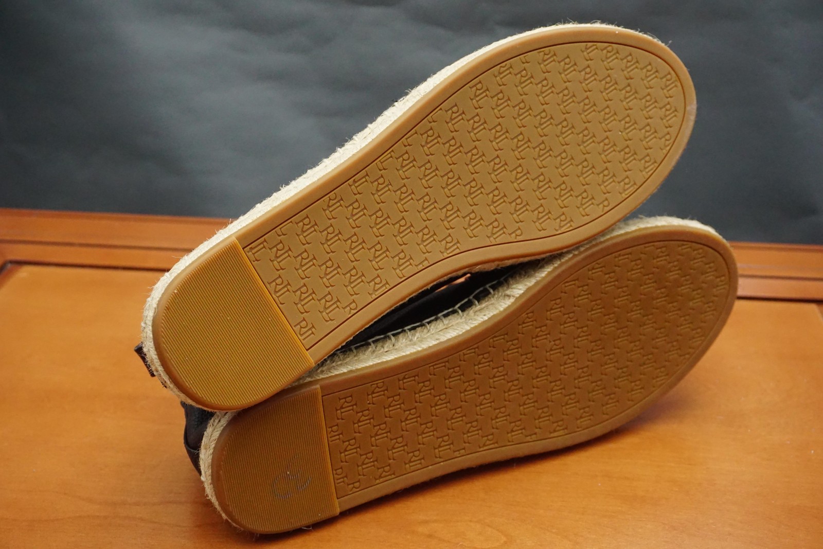 Lauren Ralph Lauren Cameryn Espadrille Shoes Womens 11 US Black Leather Slip On