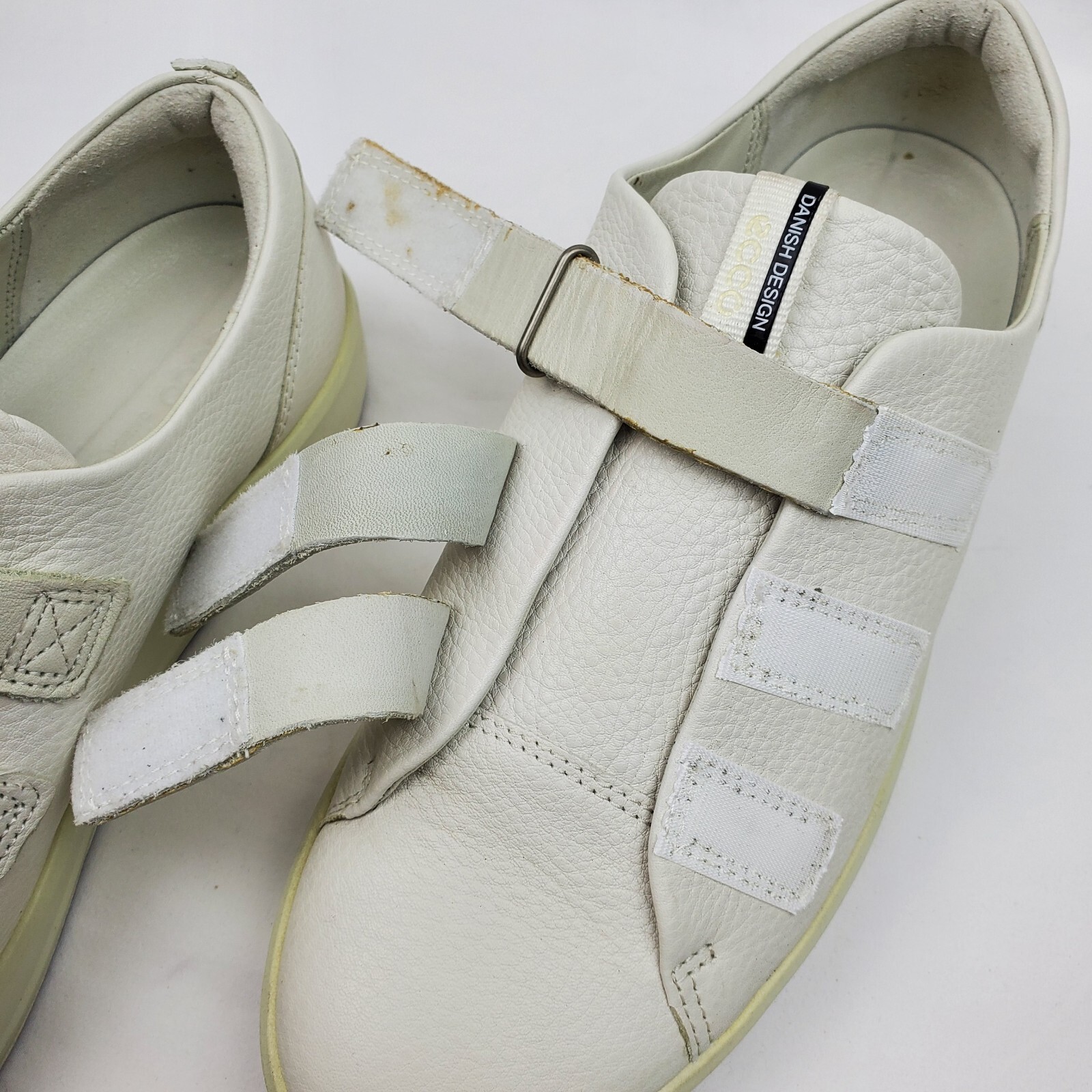 ECCO White Leather 3 Straps Rubber Shoes/Sneakers Women’s Size EU 41/US 9.5