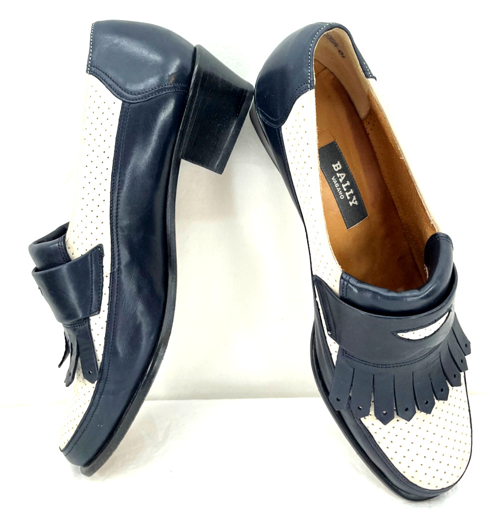Bally Vasano Kiltie Perforated Black Heel Slip-On Loafer Shoes Women’s 4.5 E