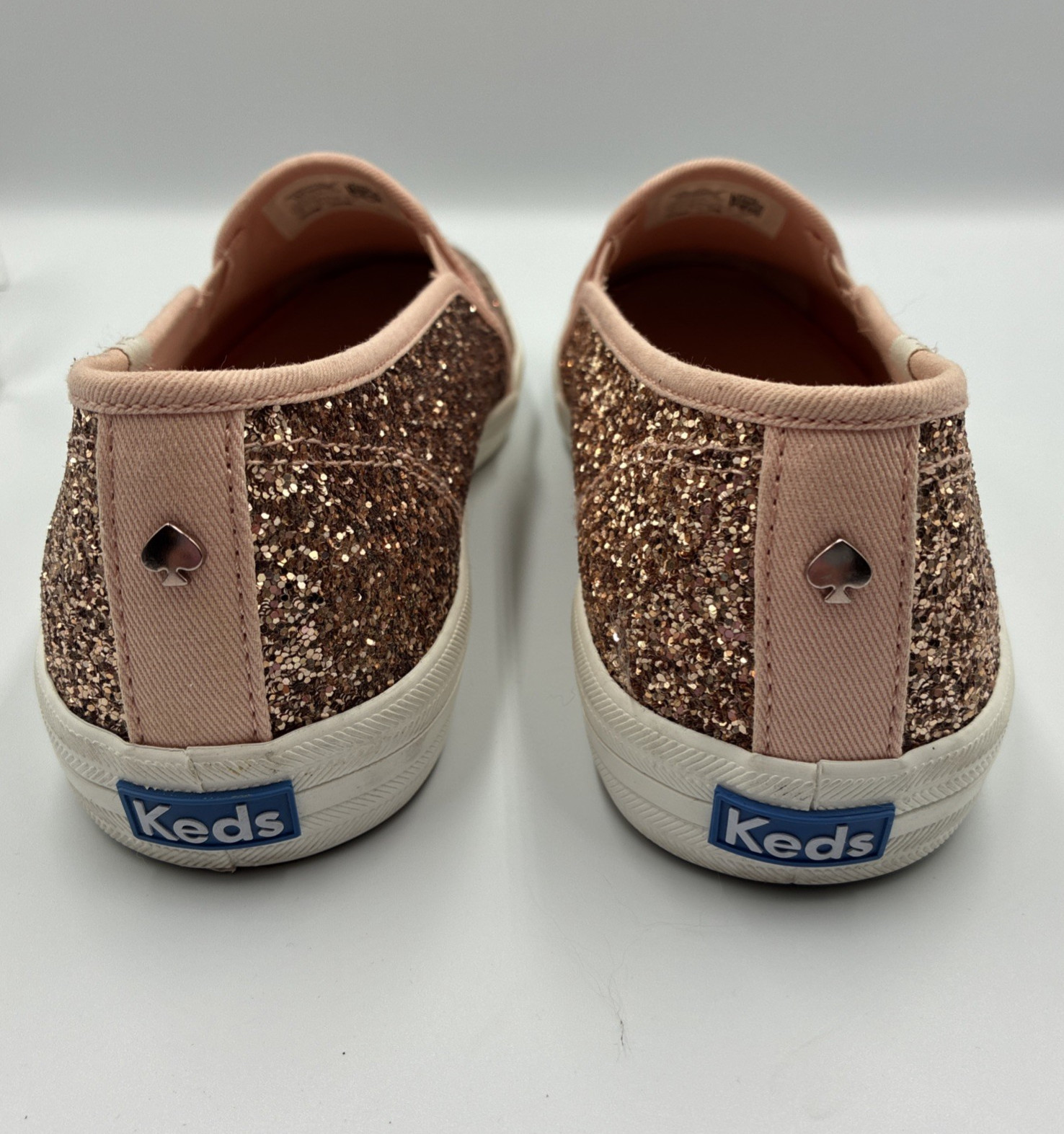 Keds x Kate Spade Triple Decker Womens Size 10 Rose Gold Glitter Slip On Shoes