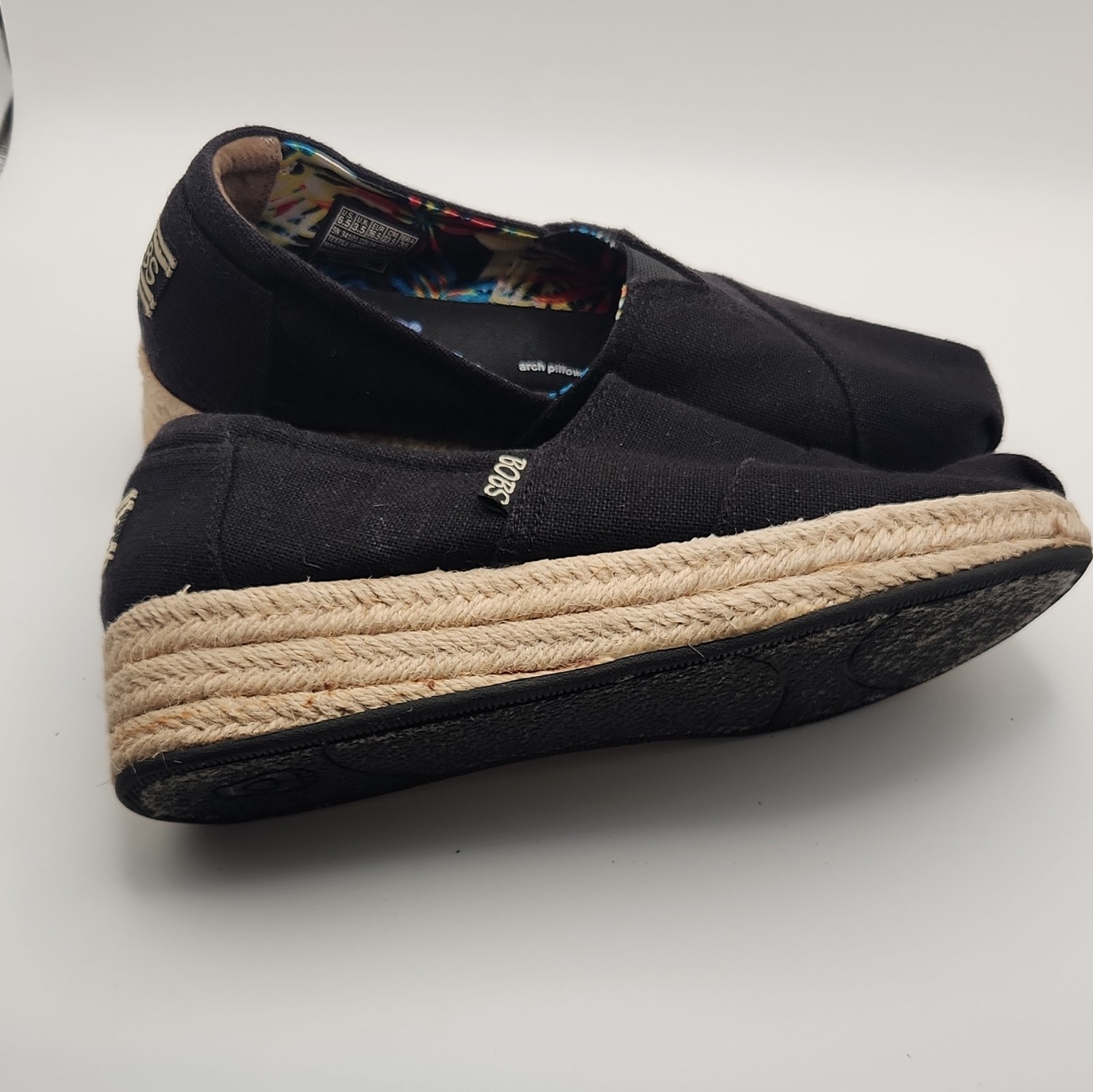 BOBS Skechers Shoes High Jinx Espadrille Wedges Black Women’s Size US 6.5