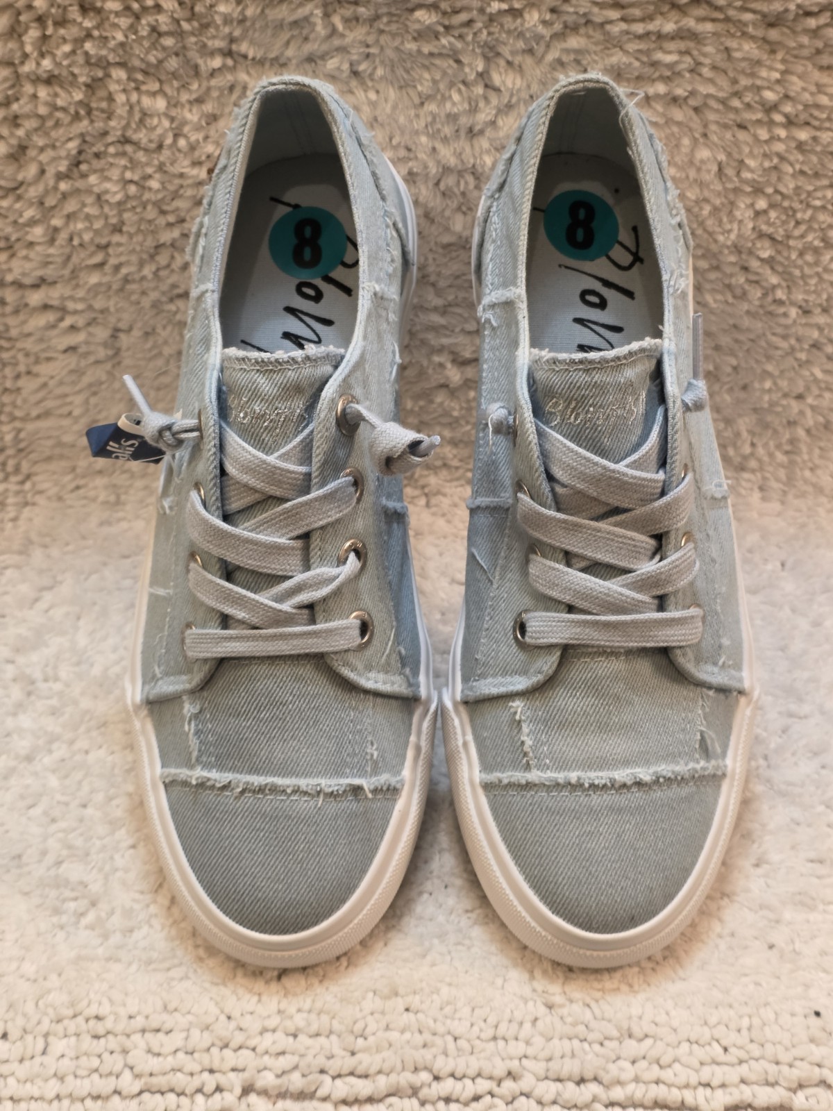Blowfish Malibu Ice Blue Distressed “Maxine” Womems8 Canvas Slip On Sneakers NEW