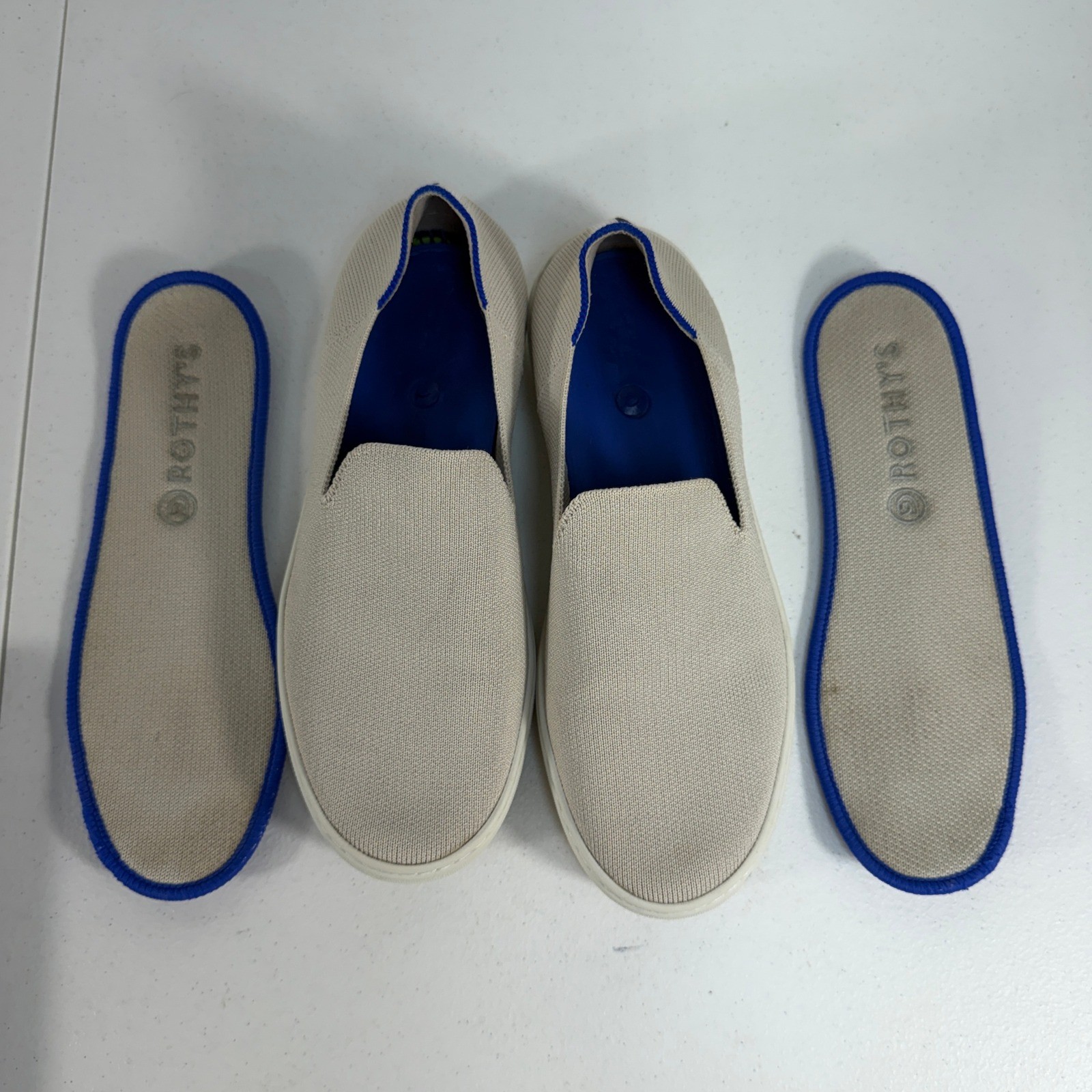 Rothy’s 7.5 Sneakers The Original Slip-On Sustainable Knit Washable Sand Beige