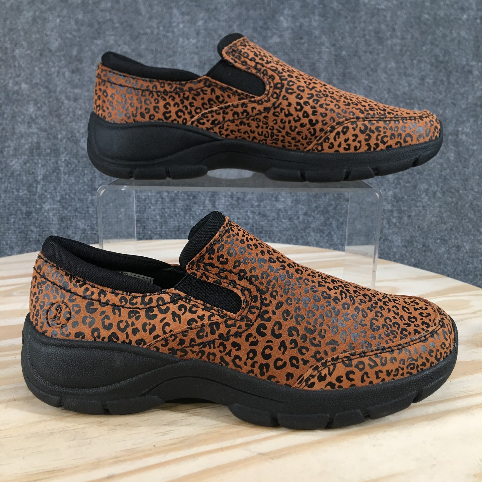 Lands End Shoes Womens 6 B Slip On Brown Leopard Print Comfort Casual Low Top
