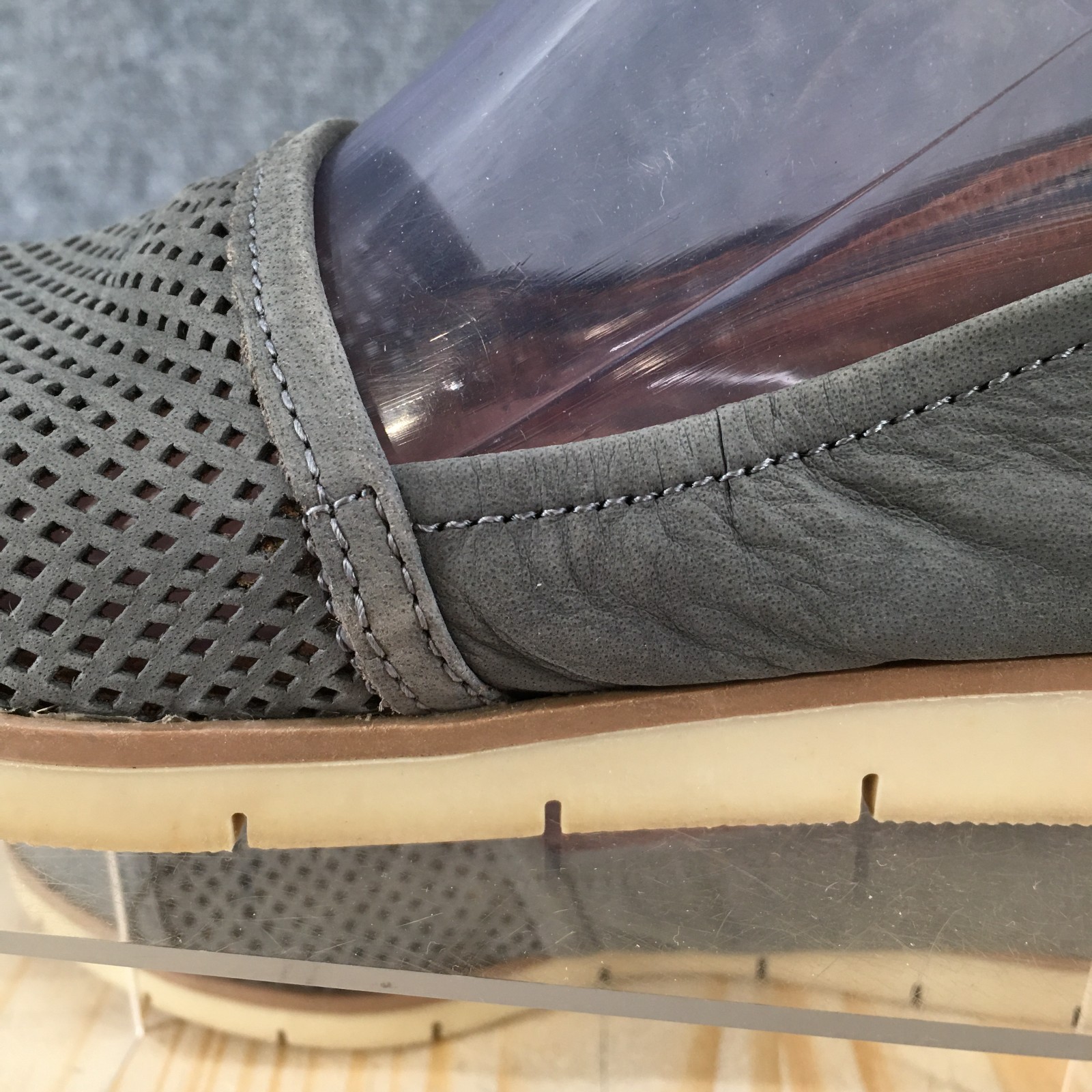 Naturalizer N5 Shoes Womens 8N Slip On Loafers Gray Leather Perforated Comfort