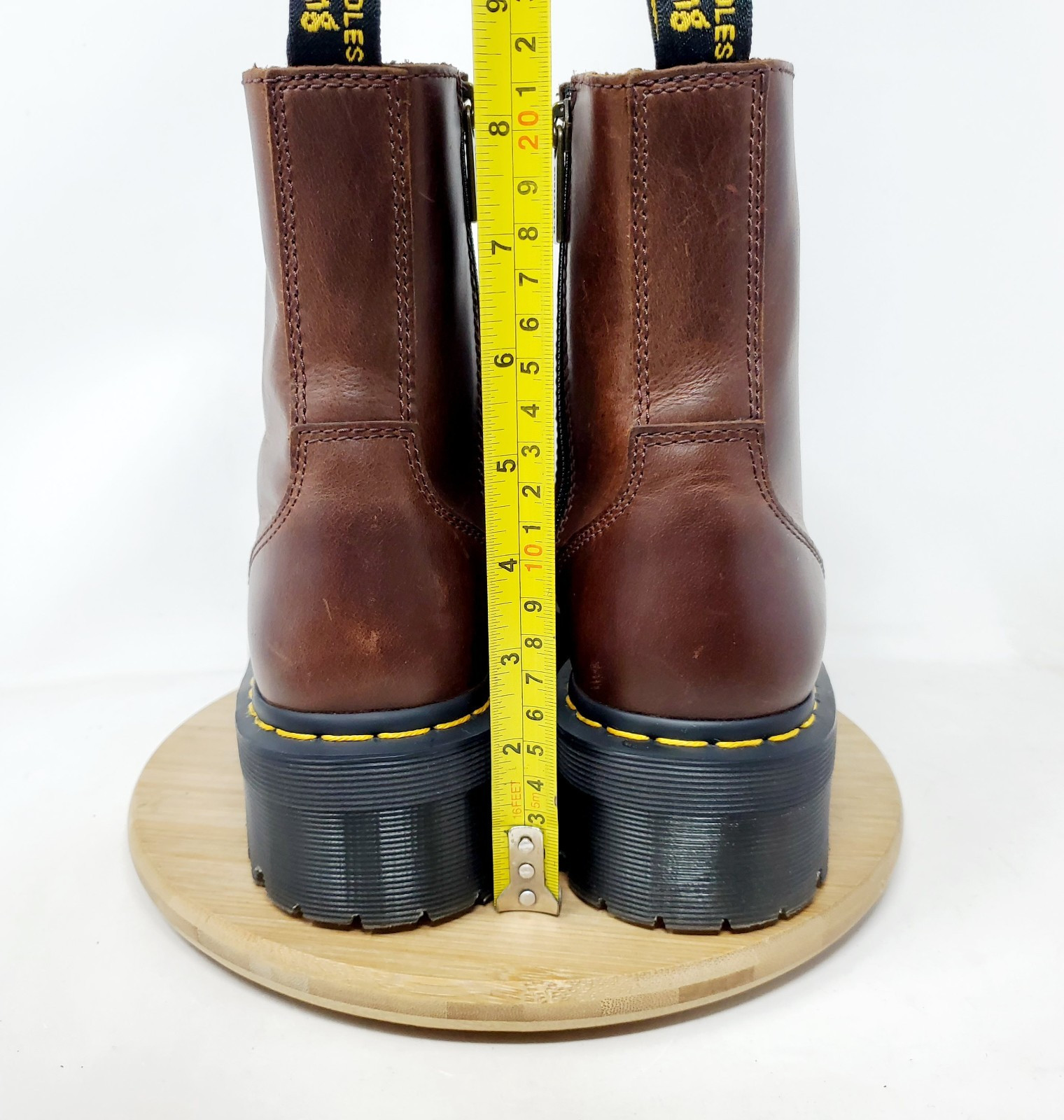 Dr Martens Jadon Platform Boots Womens 8 Brown Leather Chunky 8 Eye Shoes