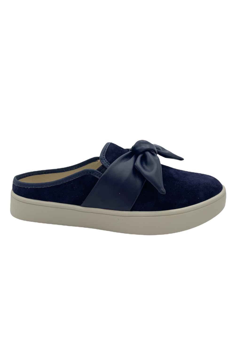 Spenco Orthotic Suede Bow Mules Barbados Dove Peacoat