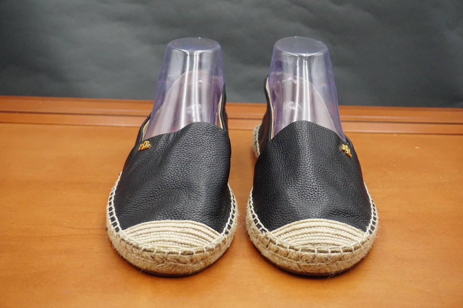 Lauren Ralph Lauren Cameryn Espadrille Shoes Womens 11 US Black Leather Slip On
