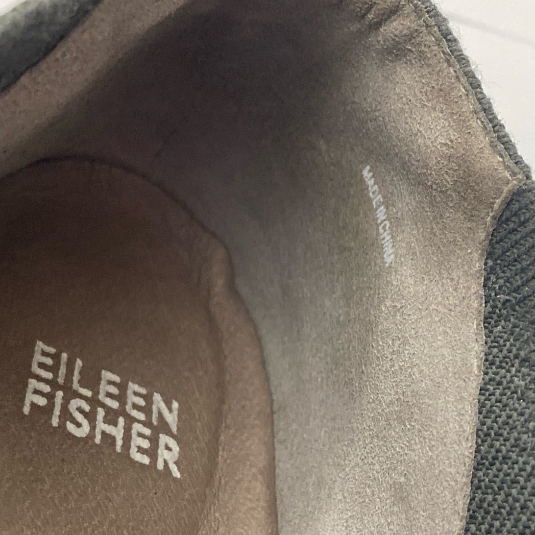 Eileen Fisher Heaven Shoes Women Sz 9.5 Charcoal Gray Knit Comfort Wedge Loafers