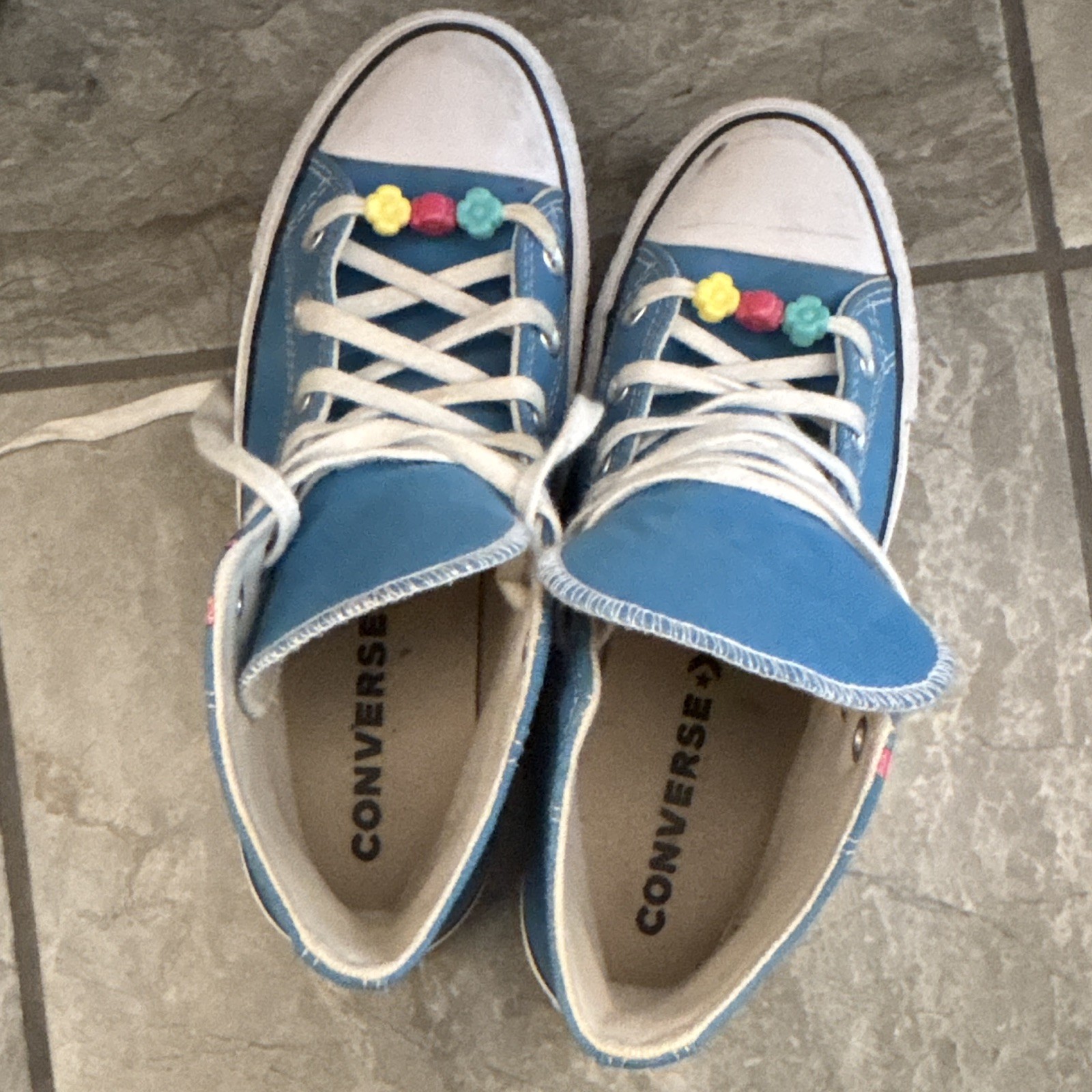 Converse Chuck Taylor All Star High Top Blue/White Charm Detail Womens US 7