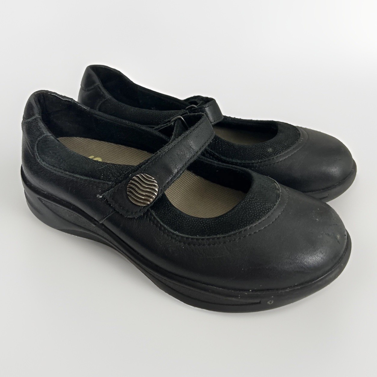 SAS Walk Easy Comfort Mary Janes Shoes Black Leather Hook Loop Women’s Size 5.5