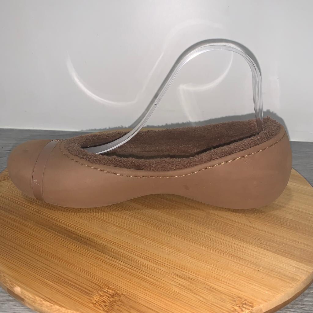 Crocs Nanook Fuzzy Fur Lined Flats Women Size 8 Brown Comfort Shoes Slip On
