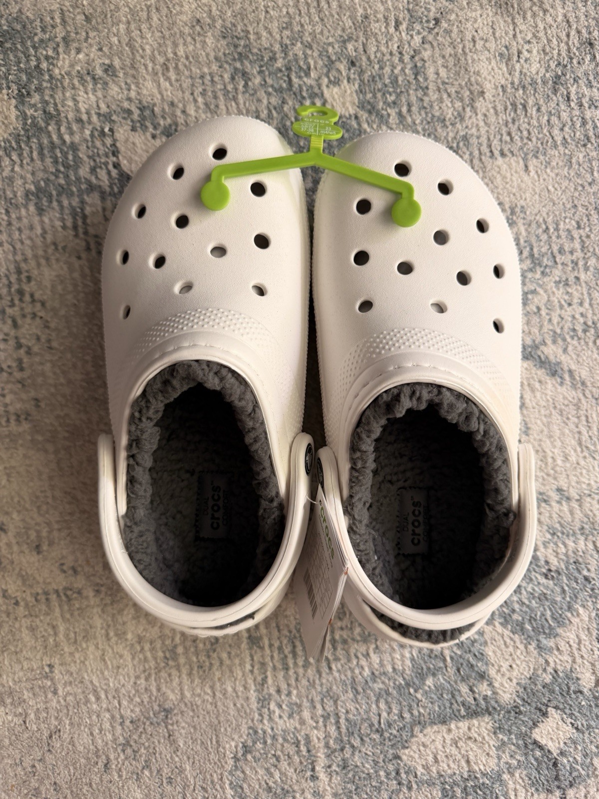 NWT Crocs Classic Lined Clog, White/Smoke, M5/W7
