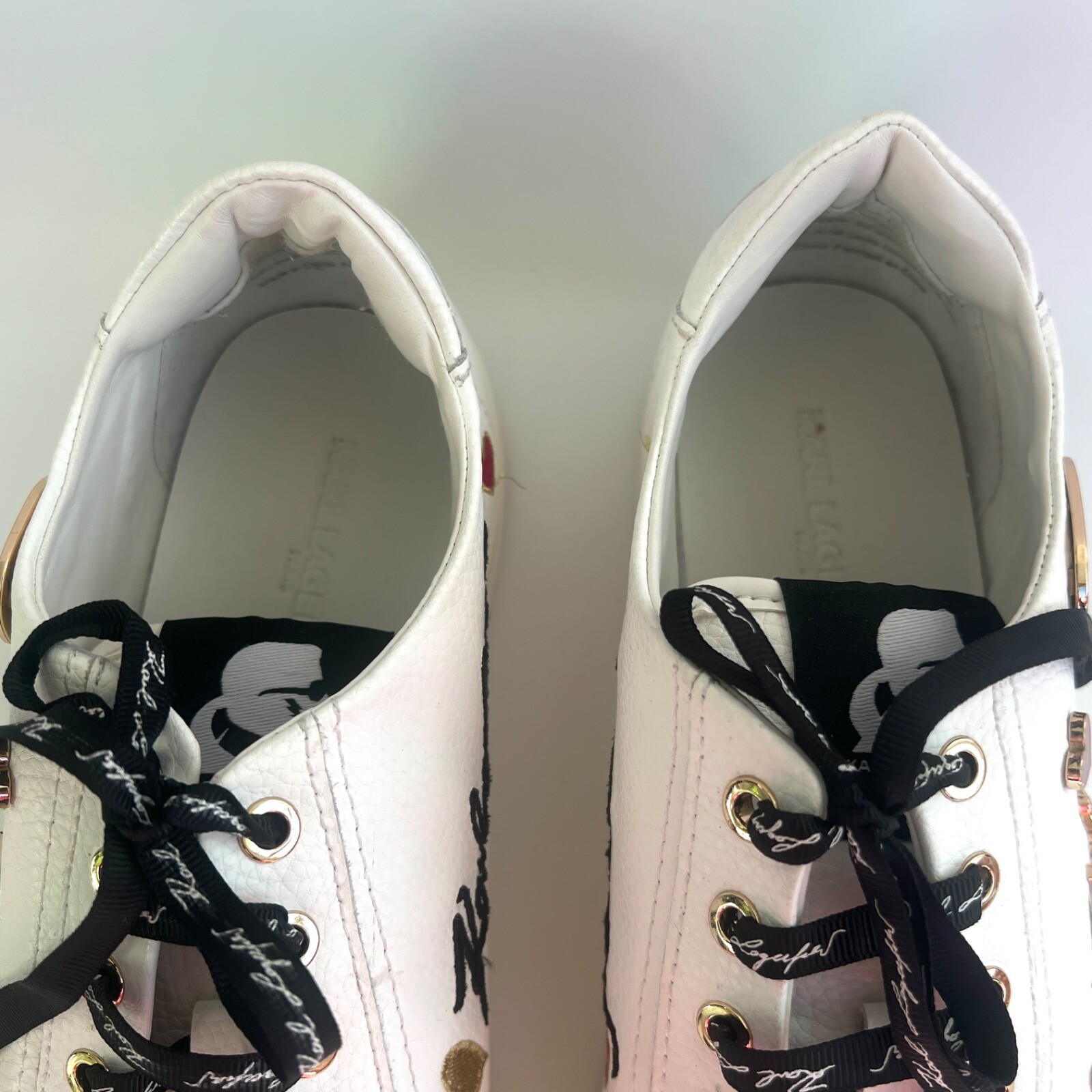 Karl Lagerfeld Paris Cate Pins Women’s 7.5 M White Tumbled Leather Low Sneakers