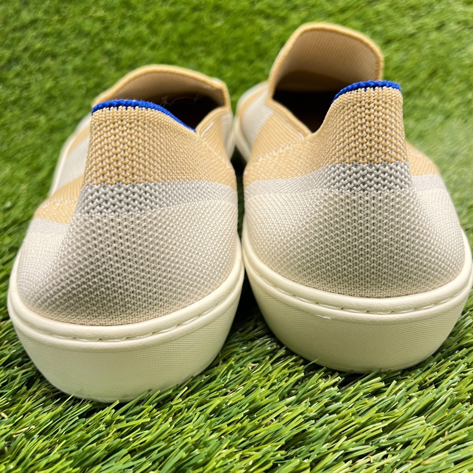 Rothy’s The Original Birch Stripe Womens Size 11 Beige Casual Slip-On Shoes