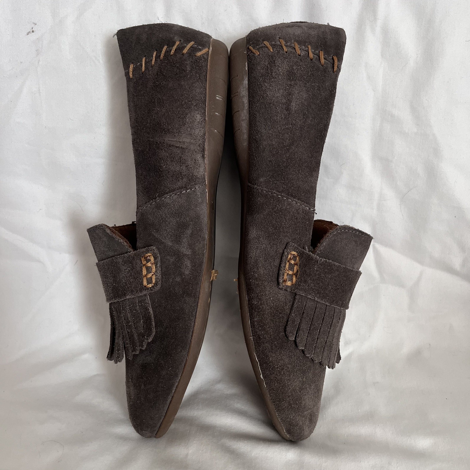 Born Handcrafted Leather Size 7 Women’s Grey Brown Slip On Casual Comfort Mexico