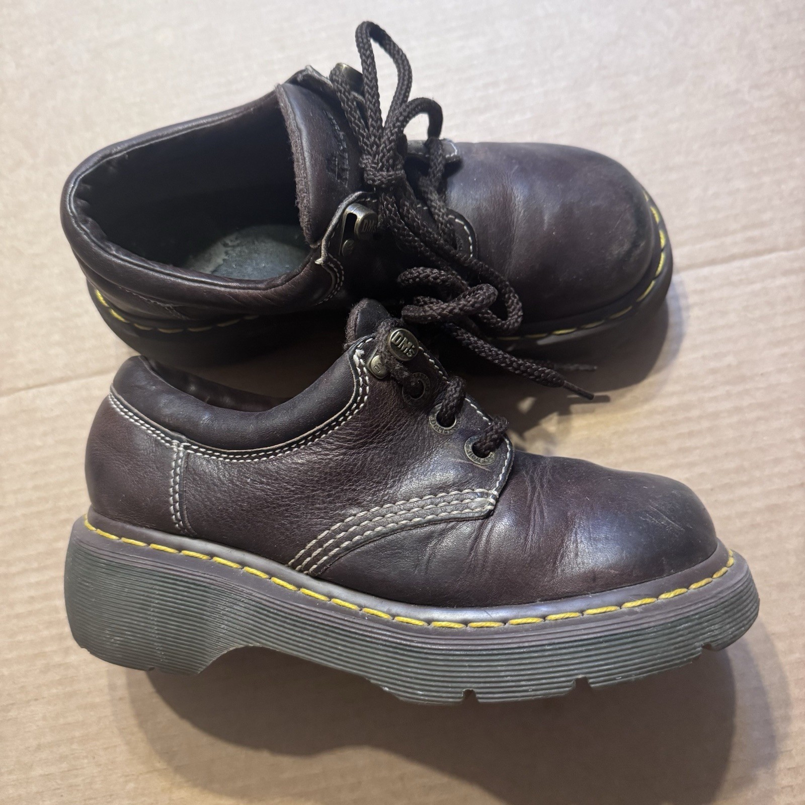 Dr. Martens 8053 Crazy Horse Leather Shoes in Dark Brown Women’s 6