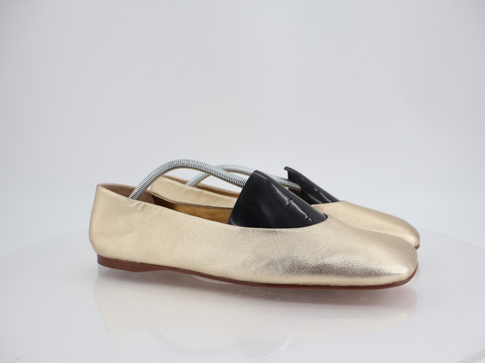 Vince Leah Ballet Flats Size 13 Gold Metallic Leather Square Toe Slip On Comfy