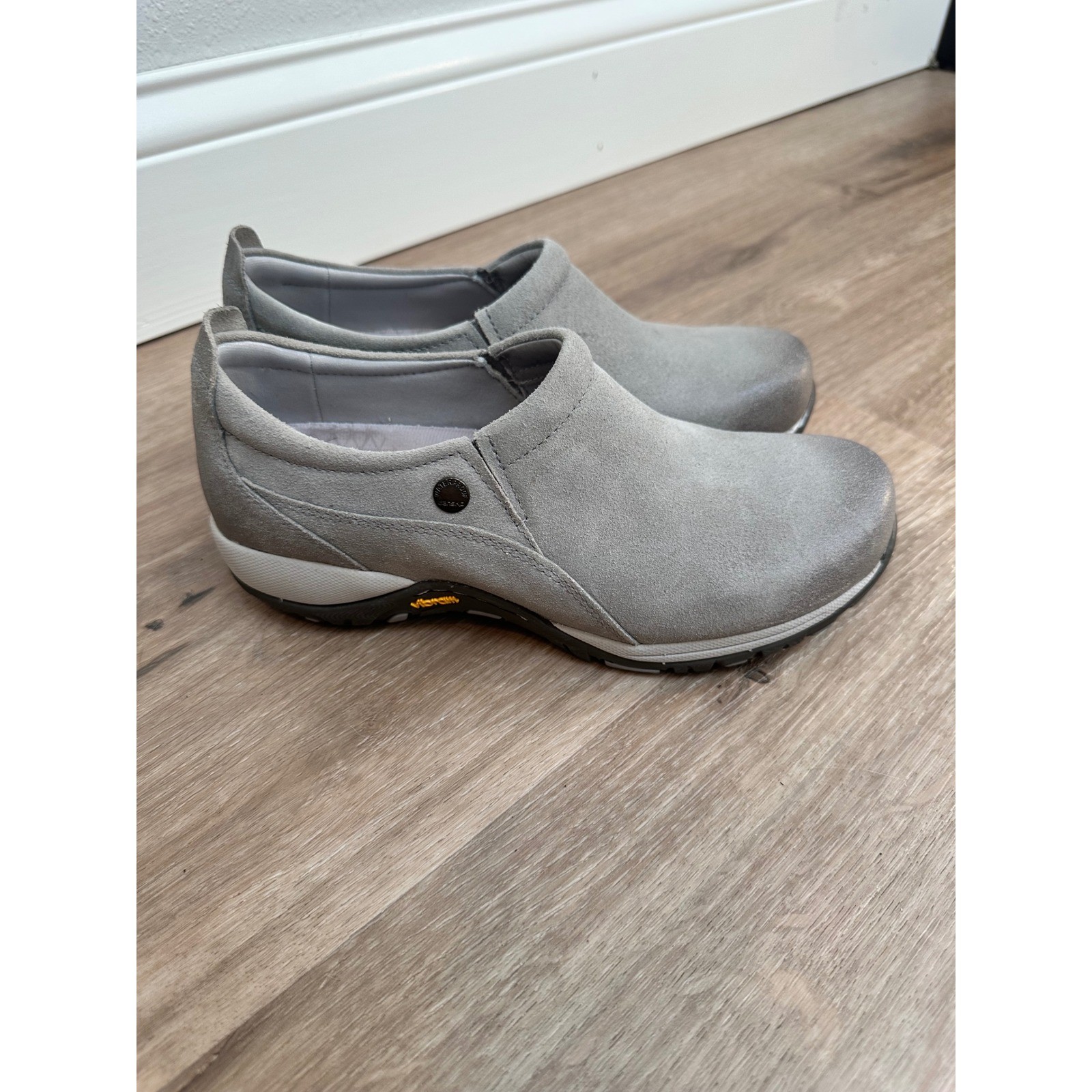 Dansko Patti Suede Slip On Shoes Women 37 Gray Vibram Waterproof Walking Clogs